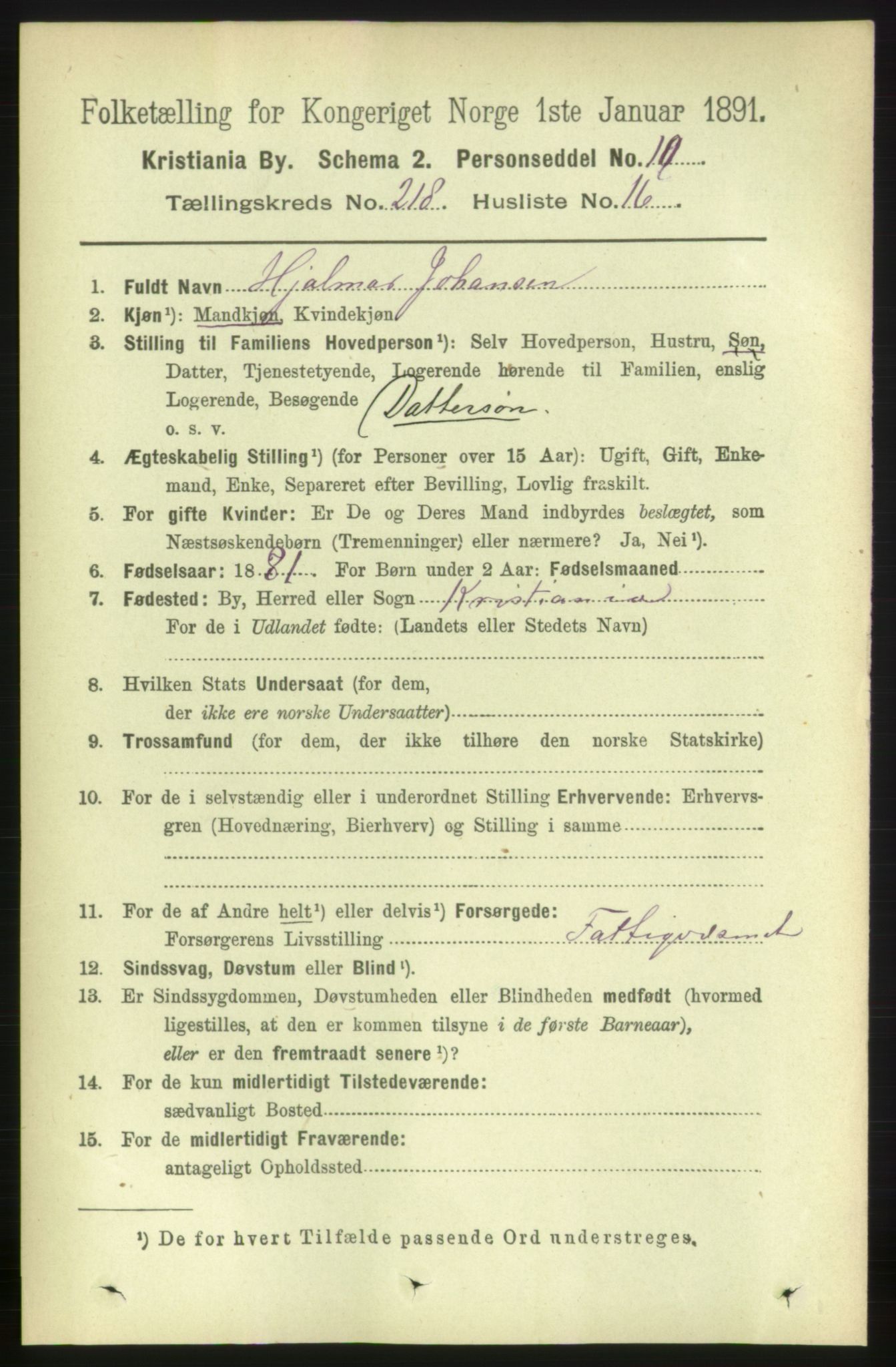 RA, 1891 census for 0301 Kristiania, 1891, p. 129355