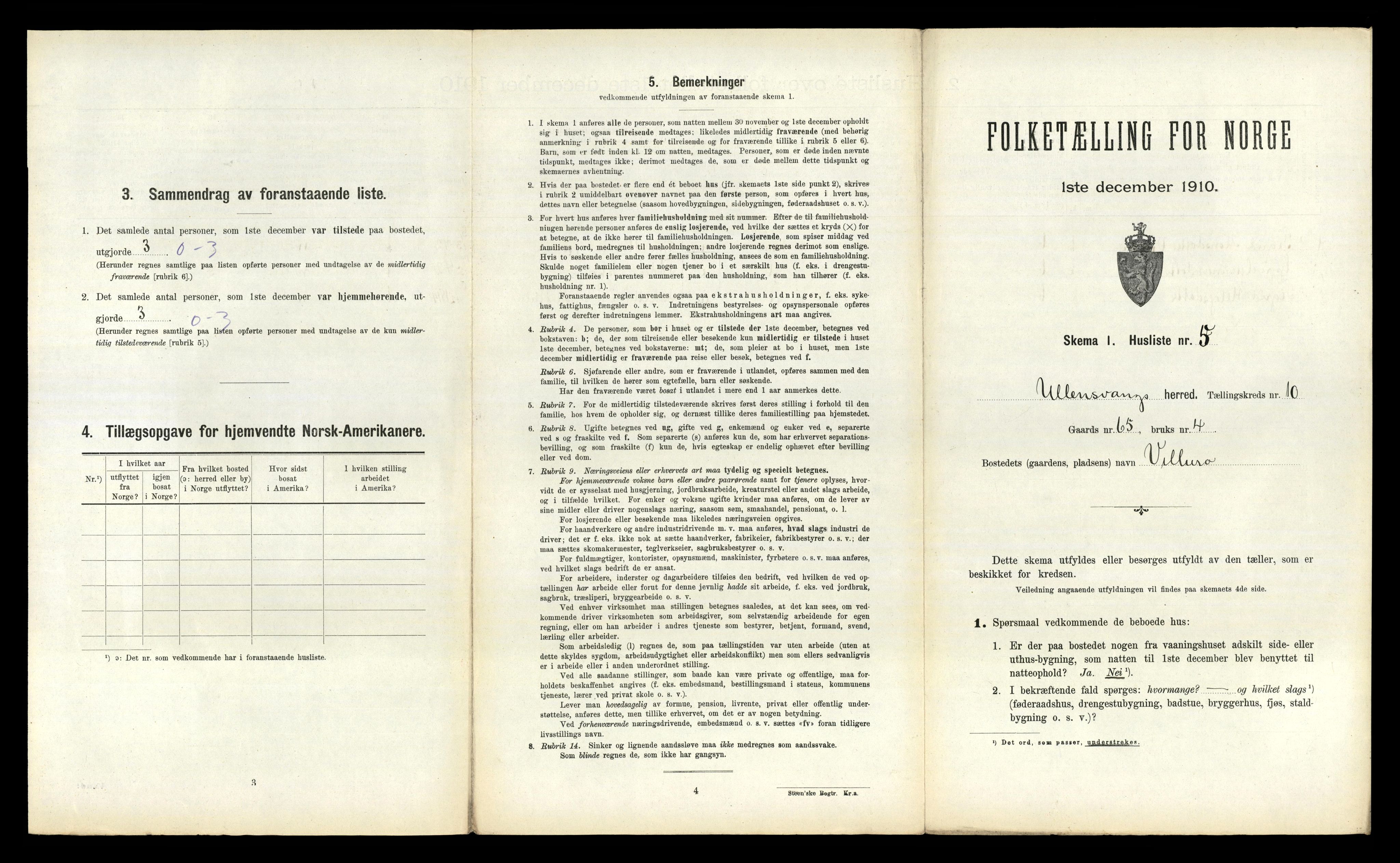 RA, 1910 census for Ullensvang, 1910, p. 1189