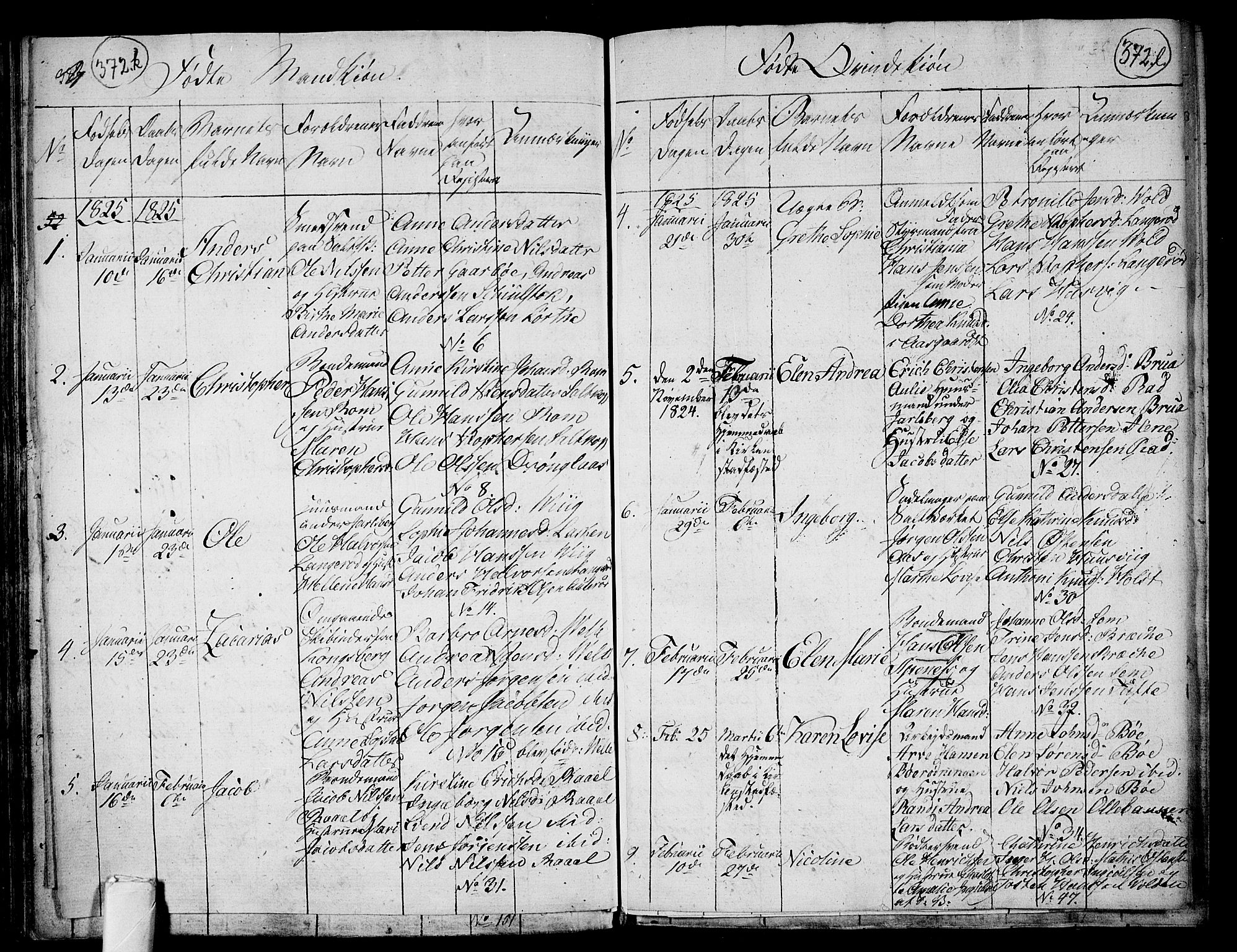 Sem kirkebøker, SAKO/A-5/F/Fa/L0004: Parish register (official) no. I 4, 1814-1825, p. 372-373