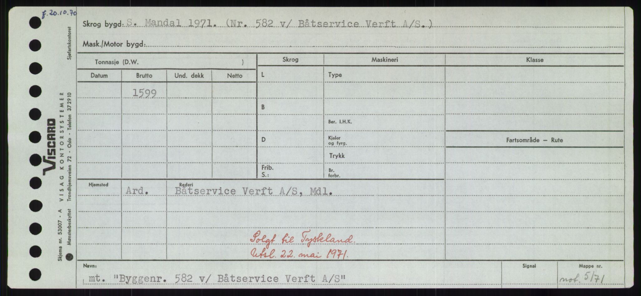 Sjøfartsdirektoratet med forløpere, Skipsmålingen, RA/S-1627/H/Hd/L0006: Fartøy, Byg-Båt, p. 167