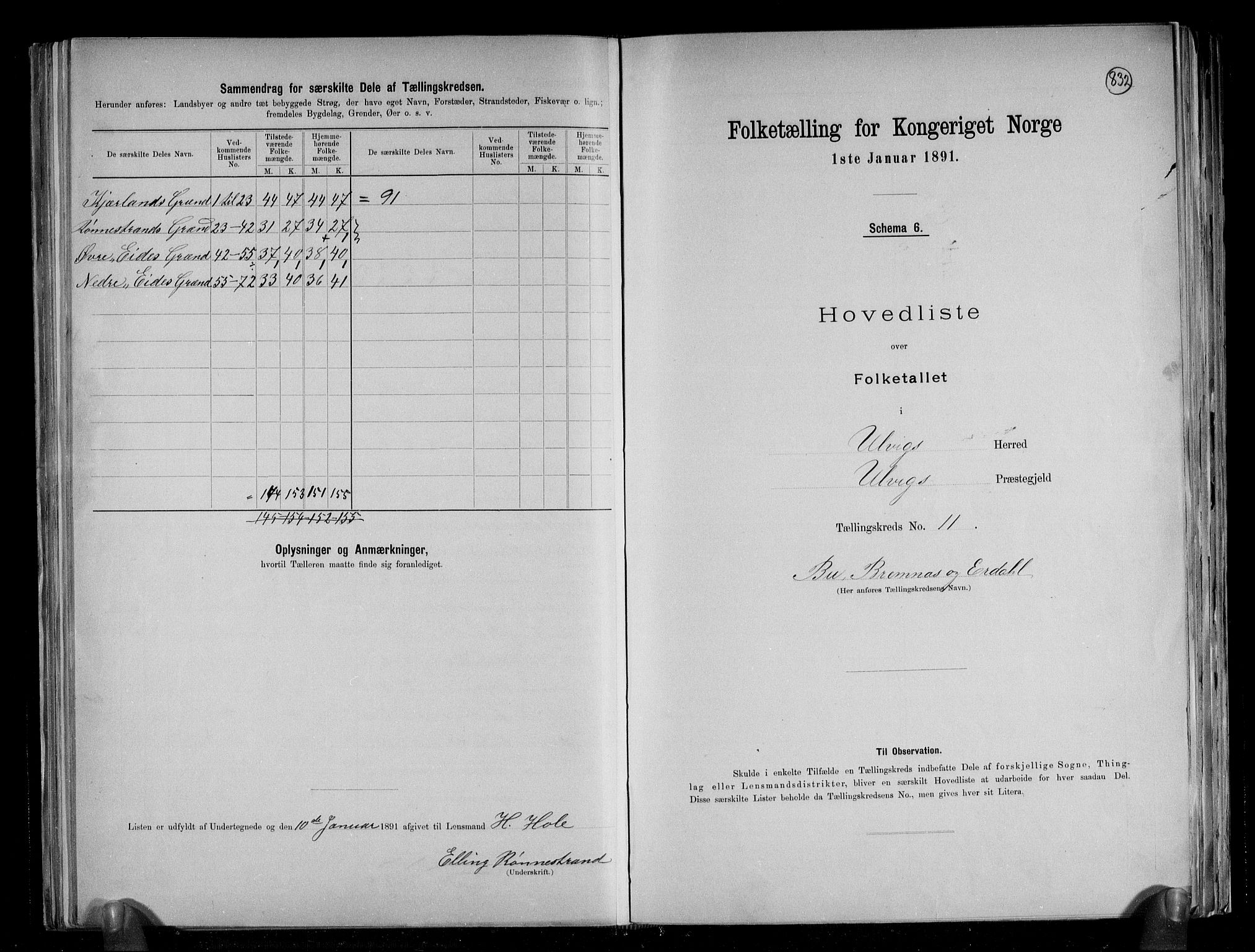 RA, 1891 census for 1233 Ulvik, 1891, p. 27