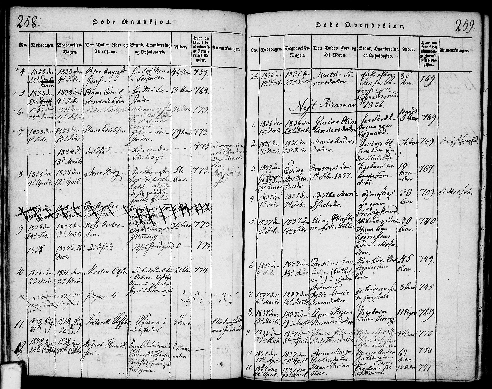 Glemmen prestekontor Kirkebøker, AV/SAO-A-10908/F/Fa/L0004: Parish register (official) no. 4, 1816-1838, p. 258-259