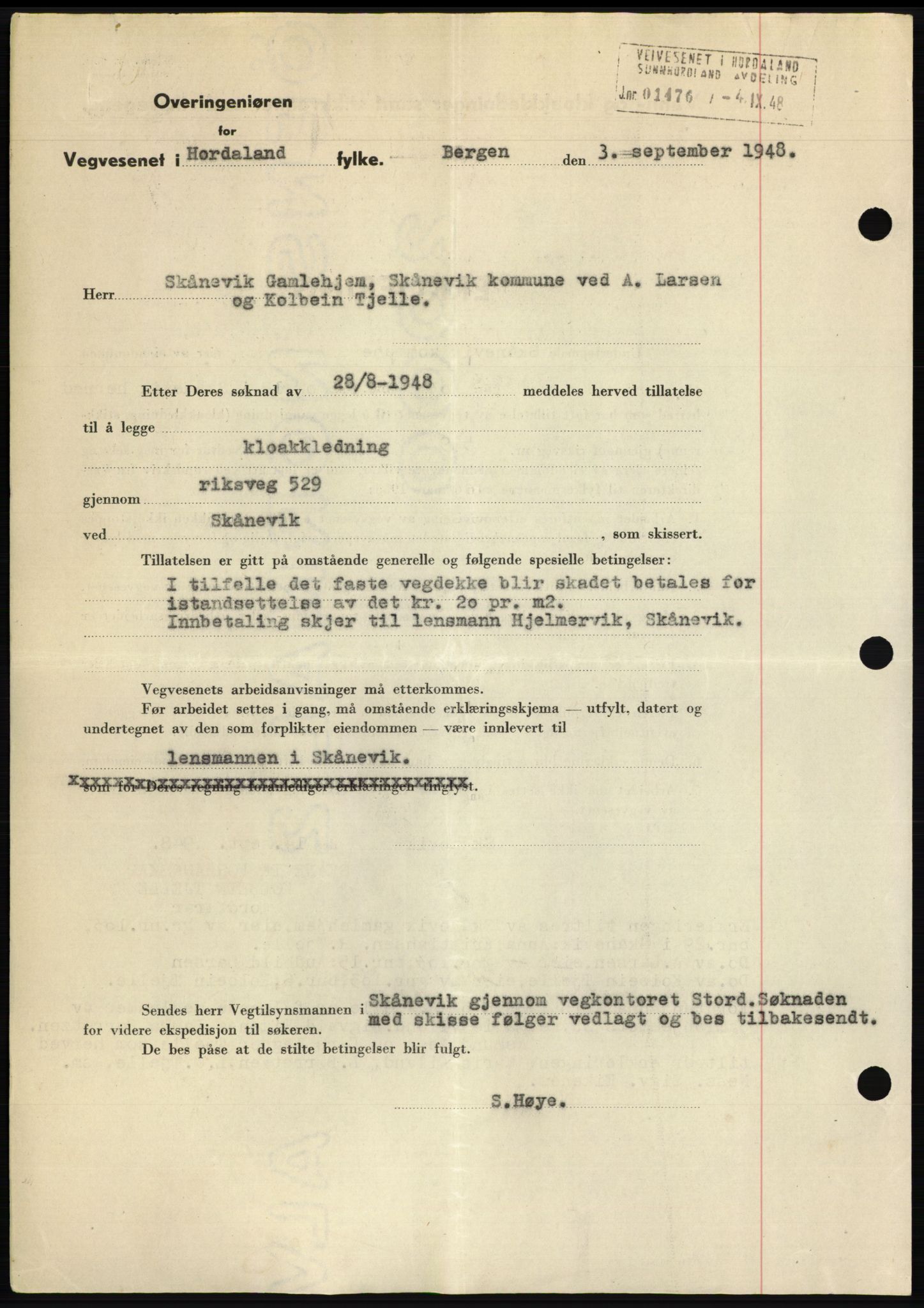 Sunnhordland sorenskrivar, AV/SAB-A-2401: Mortgage book no. B75-79, 1948-1950, Diary no: : 1436/1949