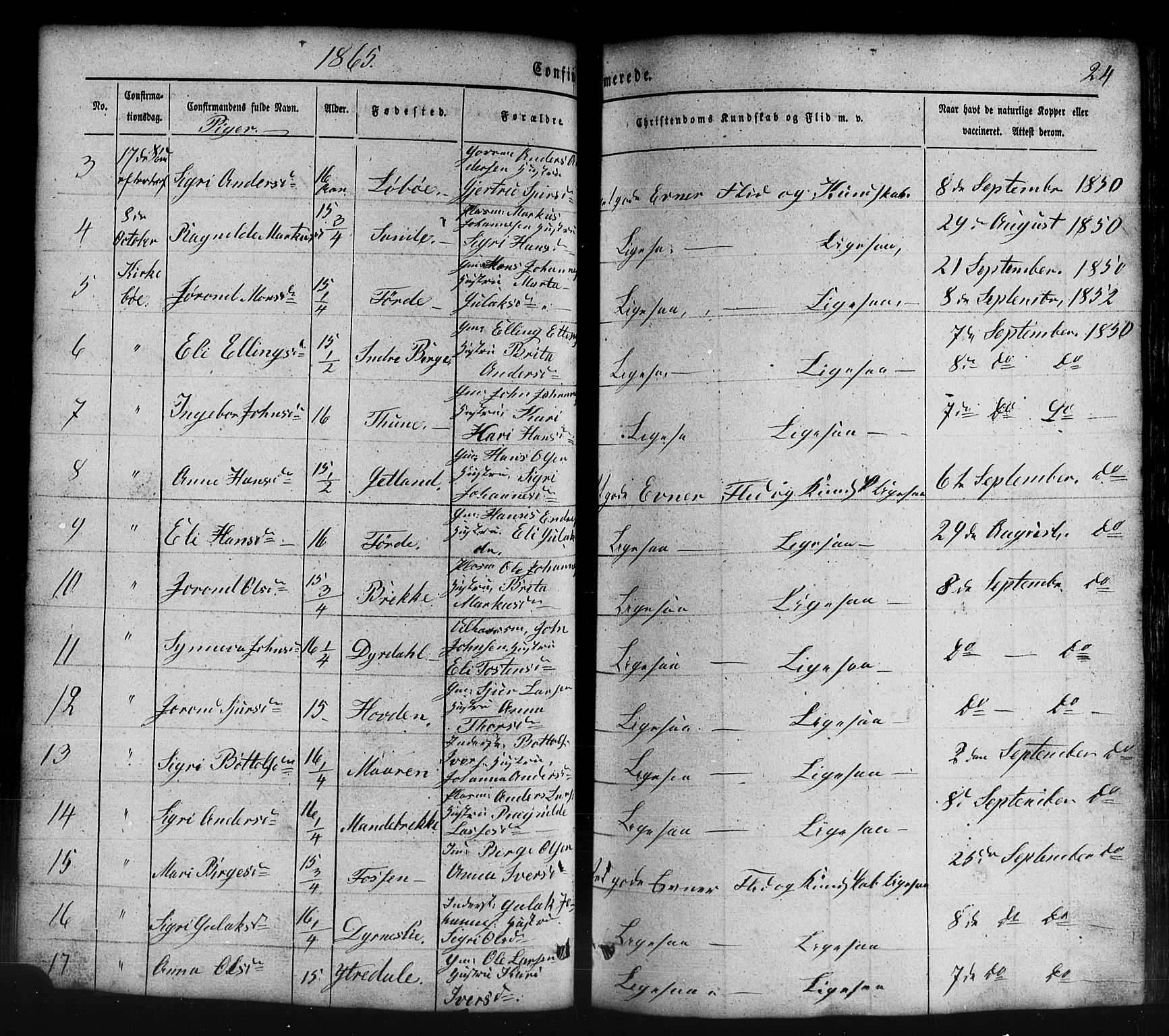 Lavik sokneprestembete, AV/SAB-A-80901: Parish register (copy) no. B 1, 1854-1881, p. 24