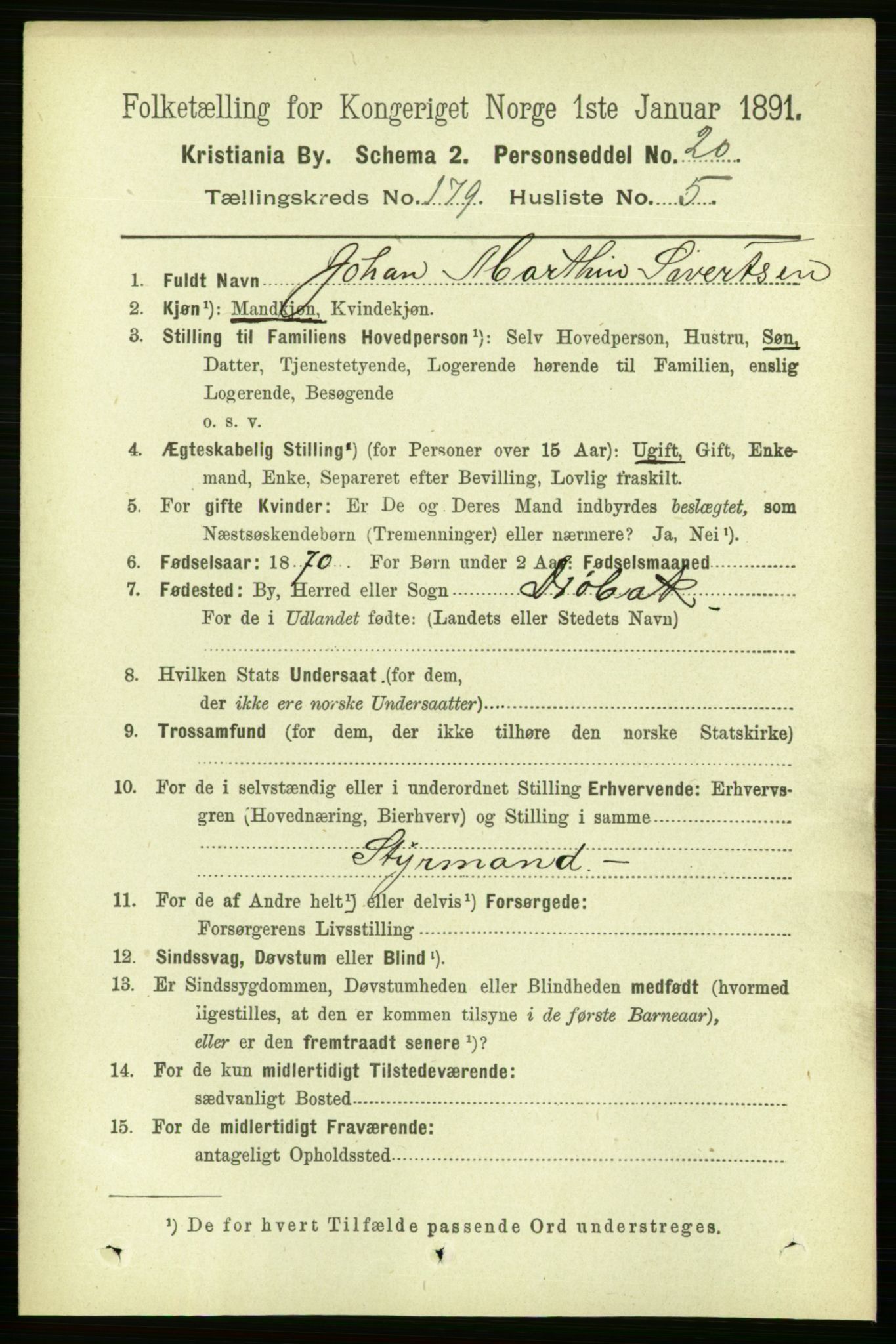 RA, 1891 census for 0301 Kristiania, 1891, p. 108087