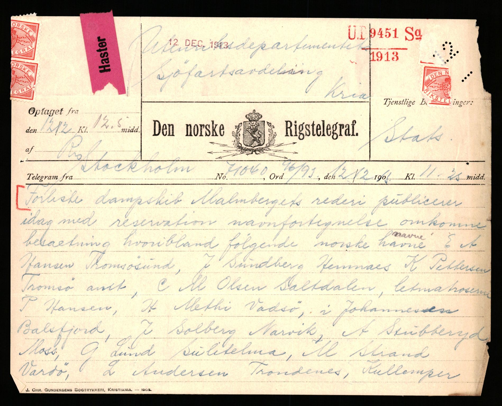 Handelsdepartementet, Sjøfartsavdelingen, 1. sjømannskontor, AV/RA-S-1405/D/Dm/L0010: Forliste skip Lar - Min, 1906-1920, p. 655