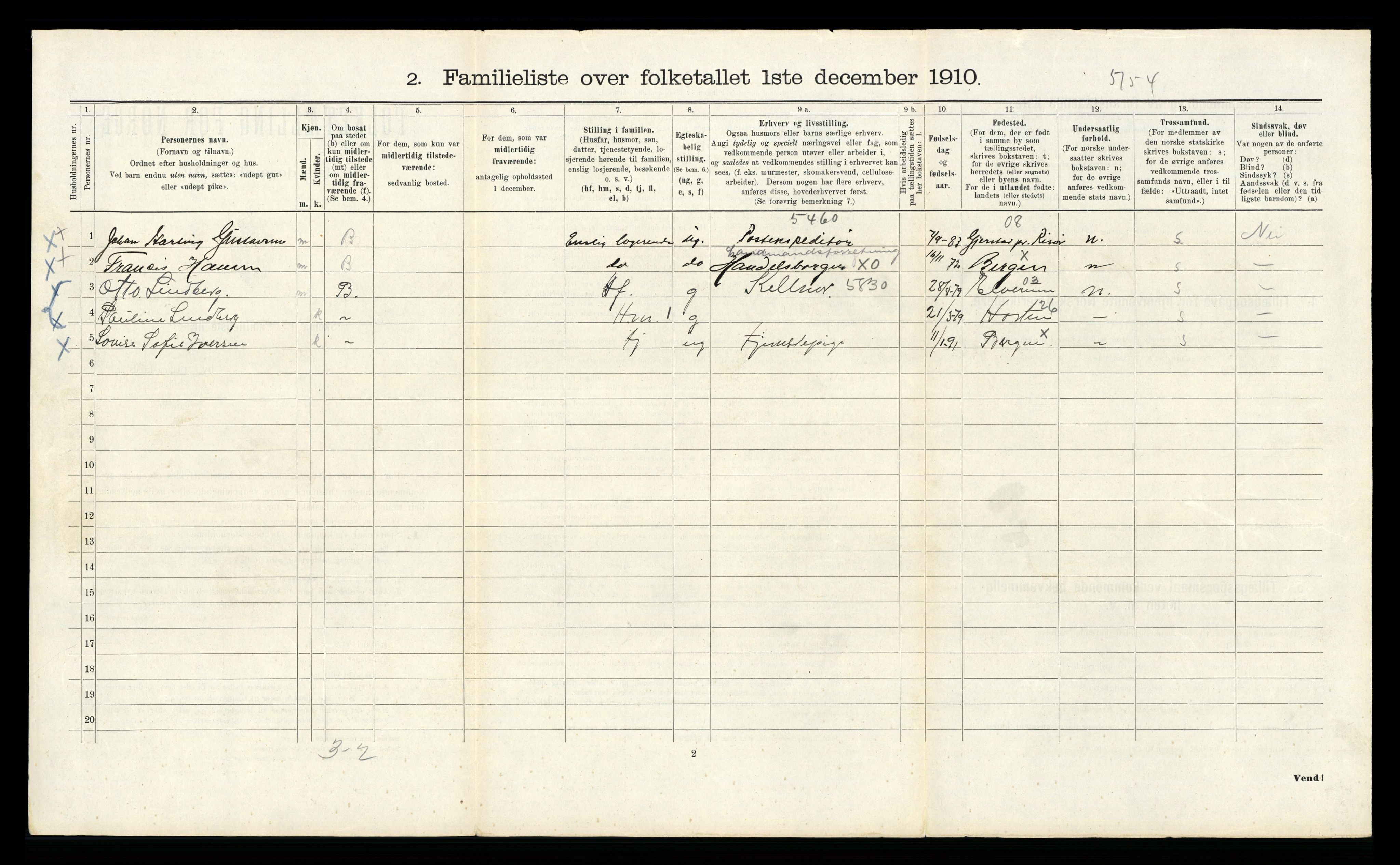 RA, 1910 census for Bergen, 1910, p. 31220
