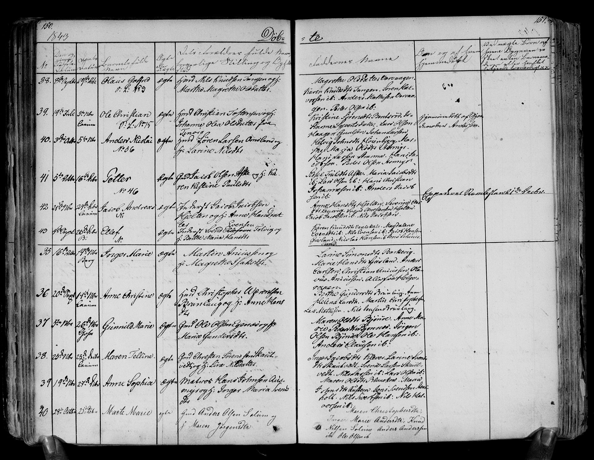 Brunlanes kirkebøker, AV/SAKO-A-342/F/Fa/L0003: Parish register (official) no. I 3, 1834-1845, p. 150-151