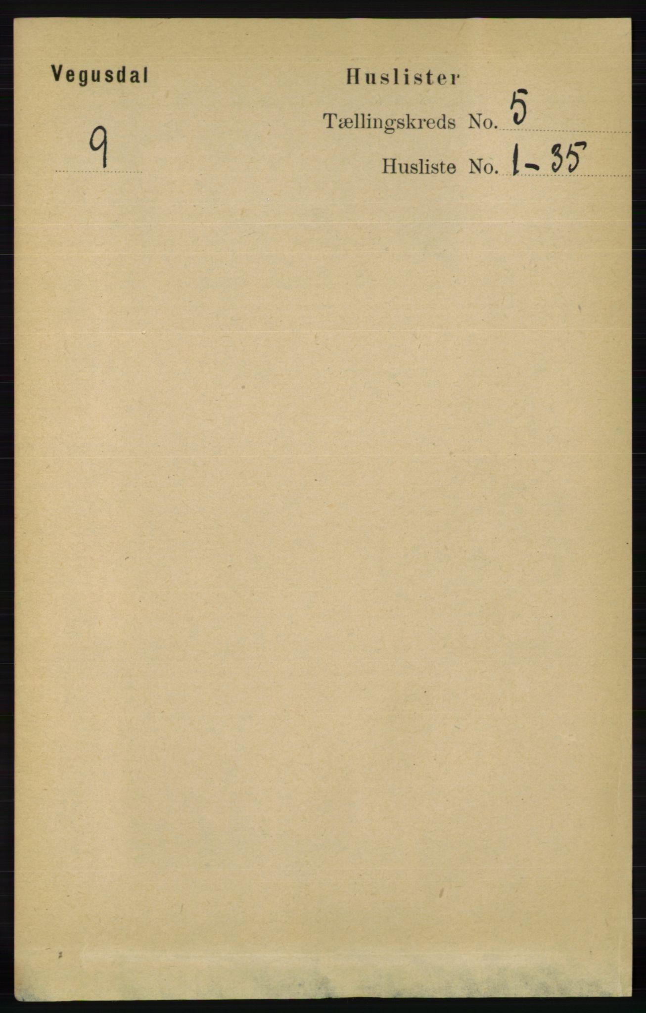RA, 1891 census for 0934 Vegusdal, 1891, p. 847