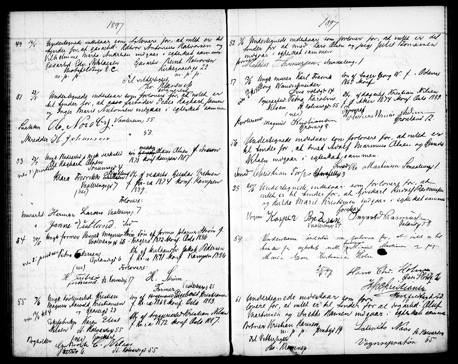 Gamlebyen prestekontor Kirkebøker, AV/SAO-A-10884/H/Ha/L0001: Banns register no. 1, 1891-1898
