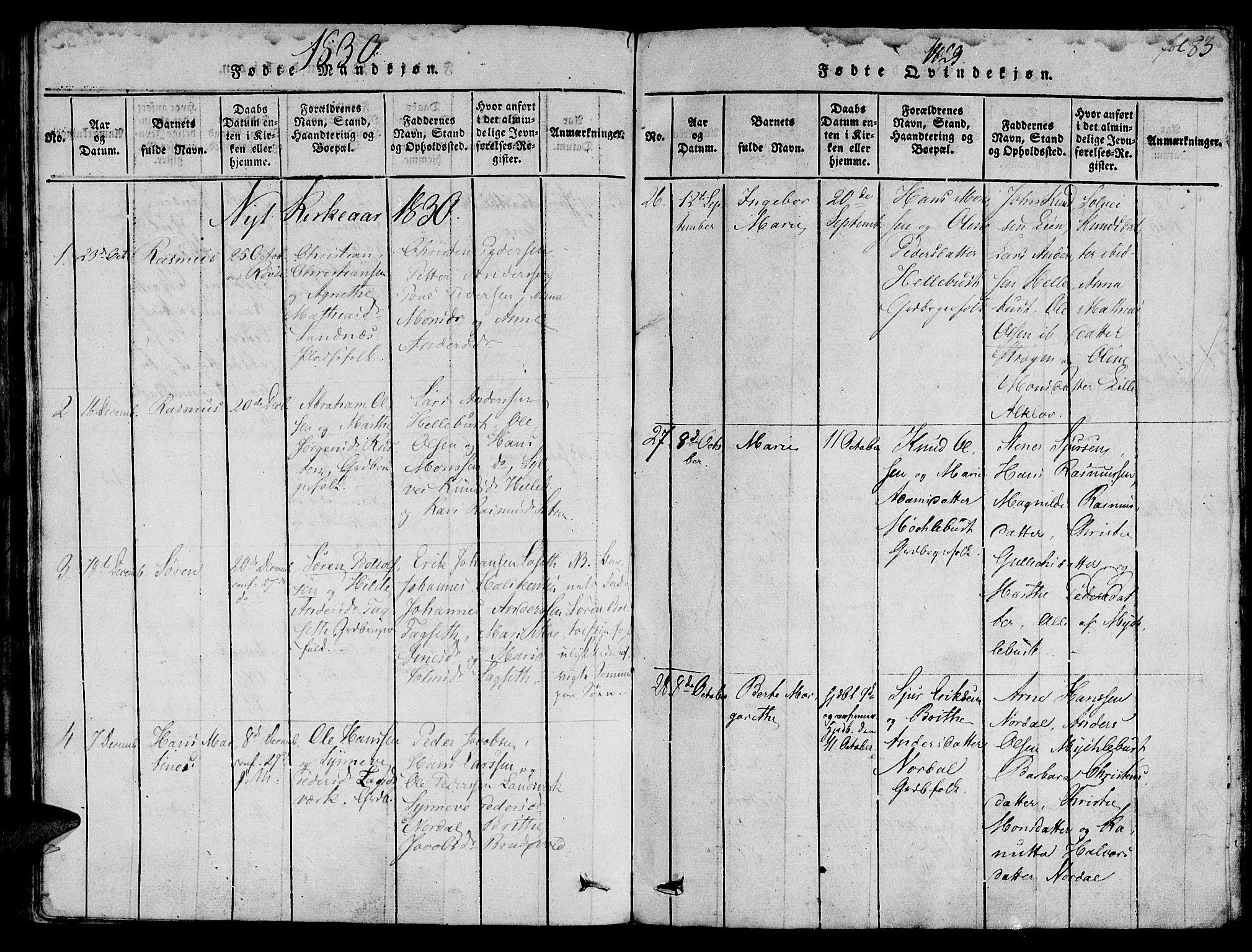 Ministerialprotokoller, klokkerbøker og fødselsregistre - Møre og Romsdal, AV/SAT-A-1454/501/L0004: Parish register (official) no. 501A04, 1816-1831, p. 83