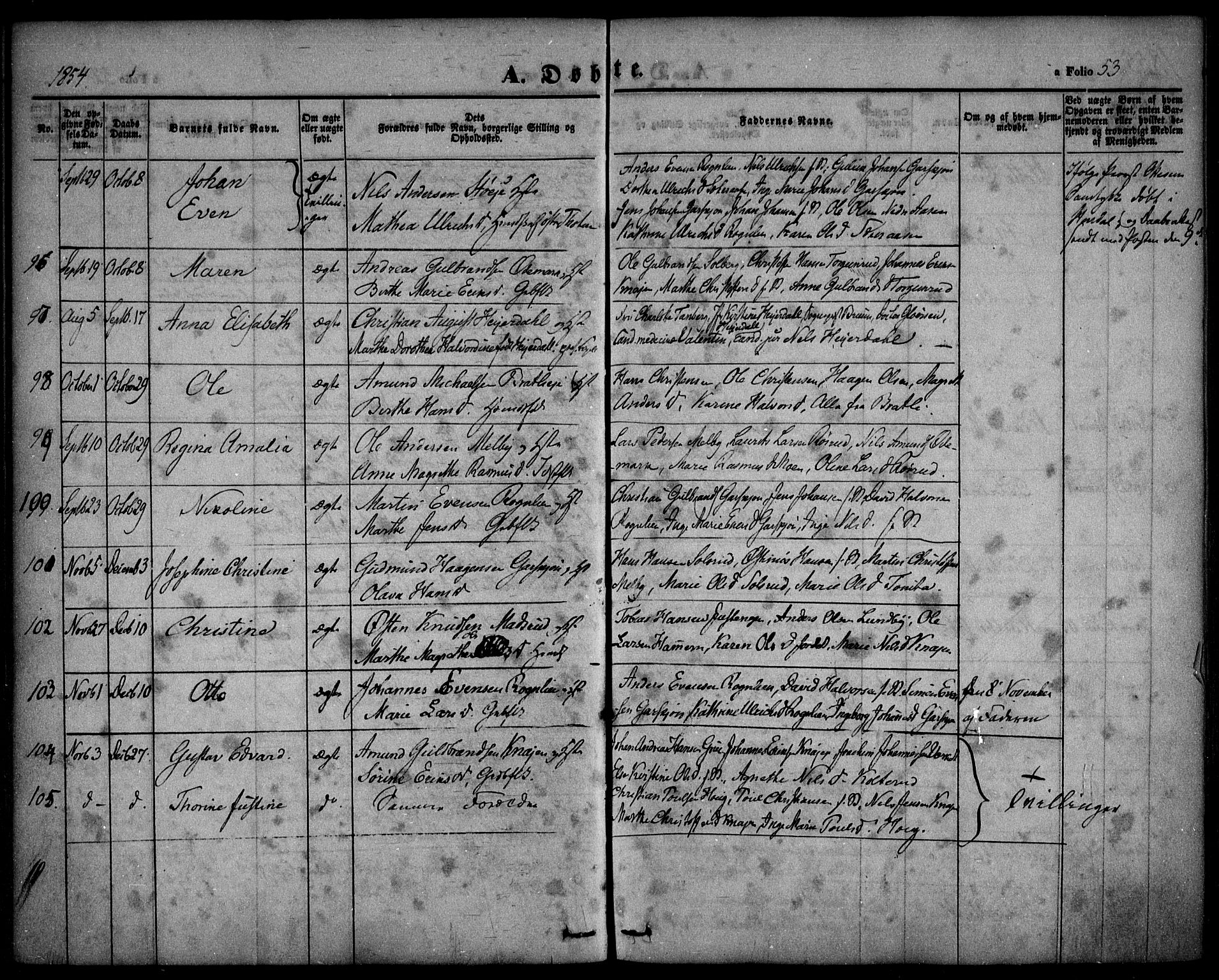 Hurdal prestekontor Kirkebøker, AV/SAO-A-10889/F/Fa/L0005: Parish register (official) no. I 5, 1846-1859, p. 53