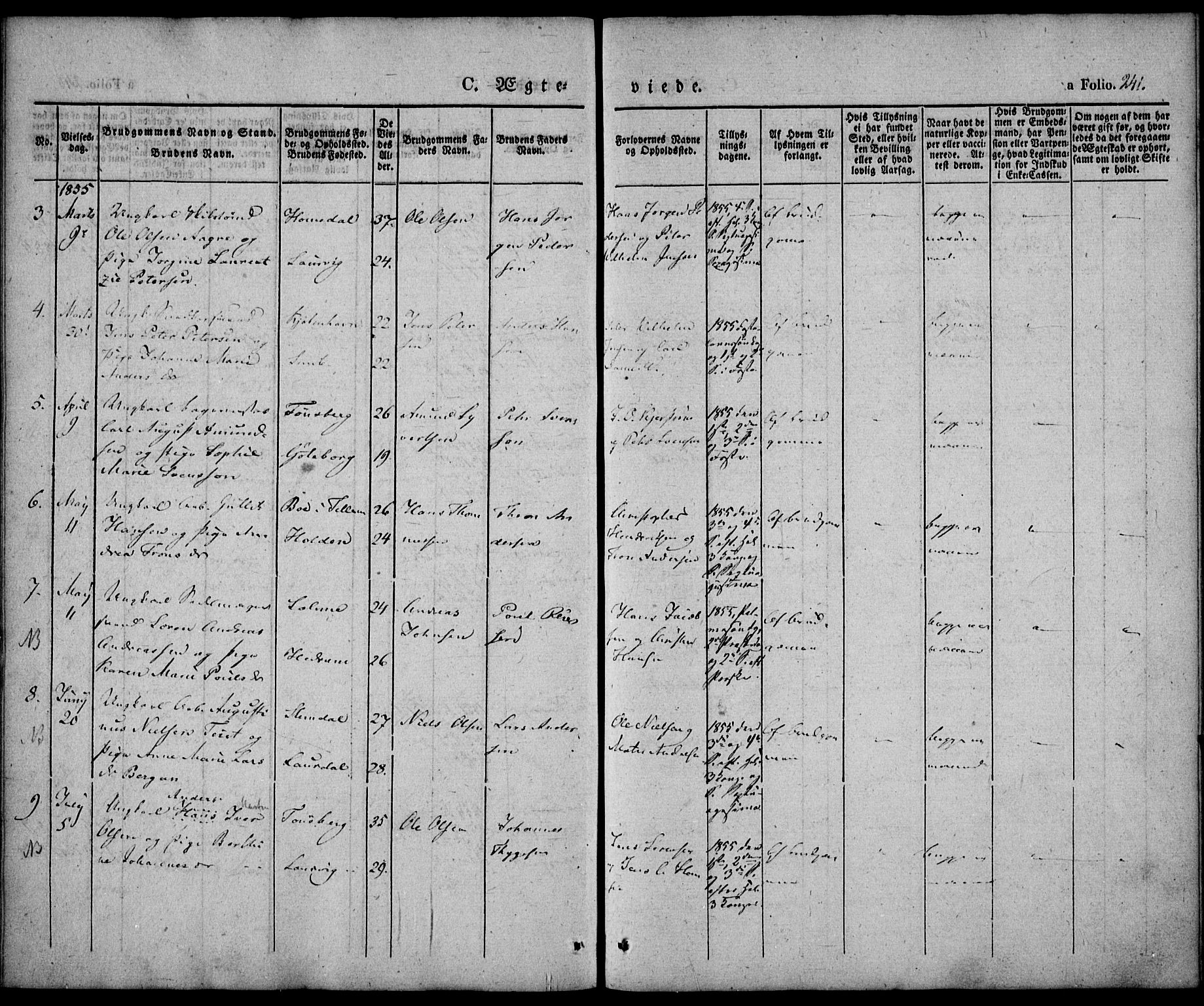 Larvik kirkebøker, SAKO/A-352/F/Fb/L0003: Parish register (official) no. II 3, 1842-1856, p. 241