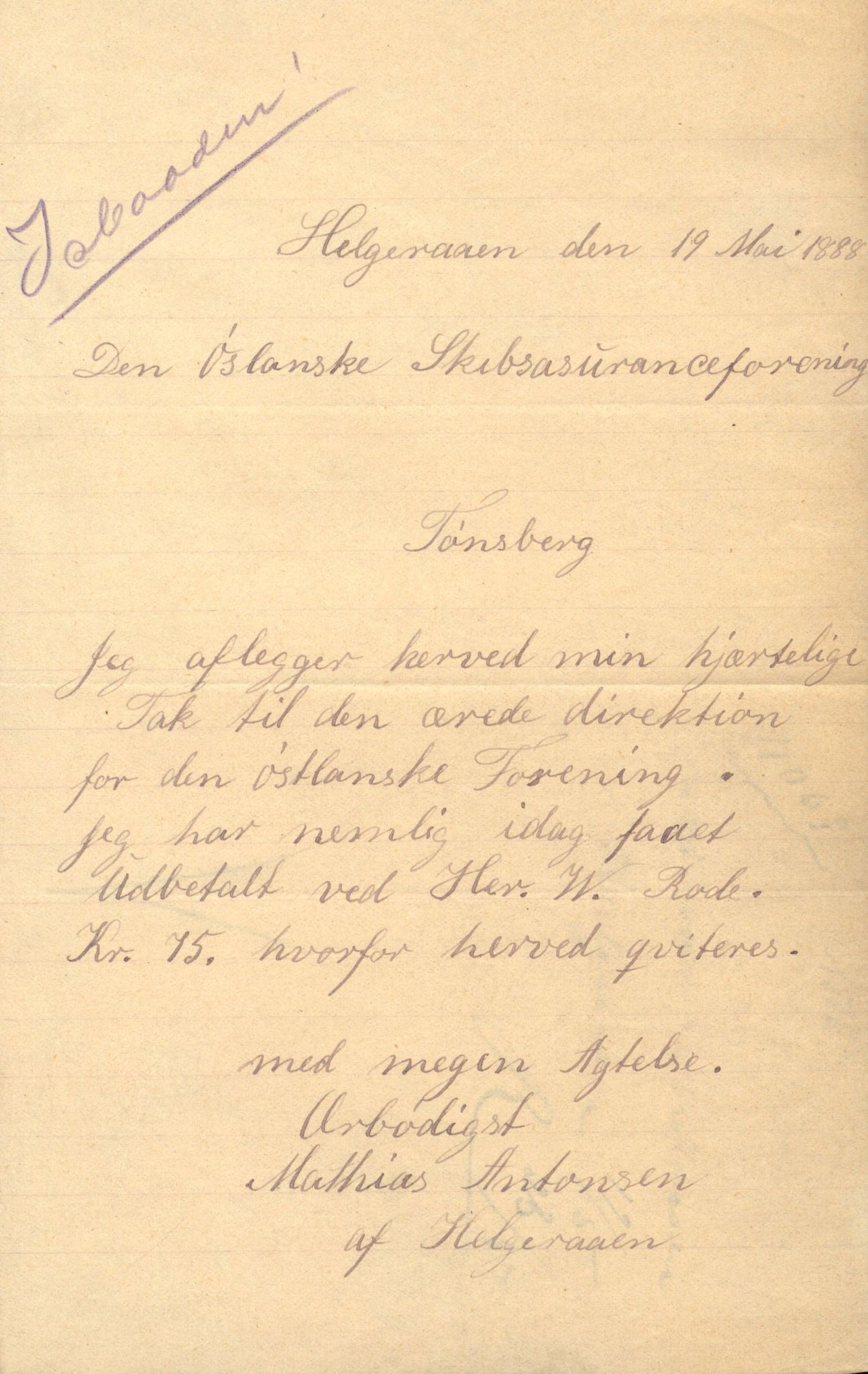 Pa 63 - Østlandske skibsassuranceforening, VEMU/A-1079/G/Ga/L0021/0002: Havaridokumenter / Isbaaden, Ragna, Sylphiden, Nyassa, 1887, p. 17