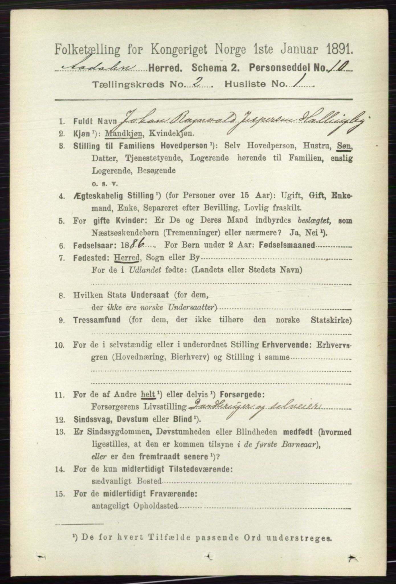 RA, 1891 census for 0614 Ådal, 1891, p. 648