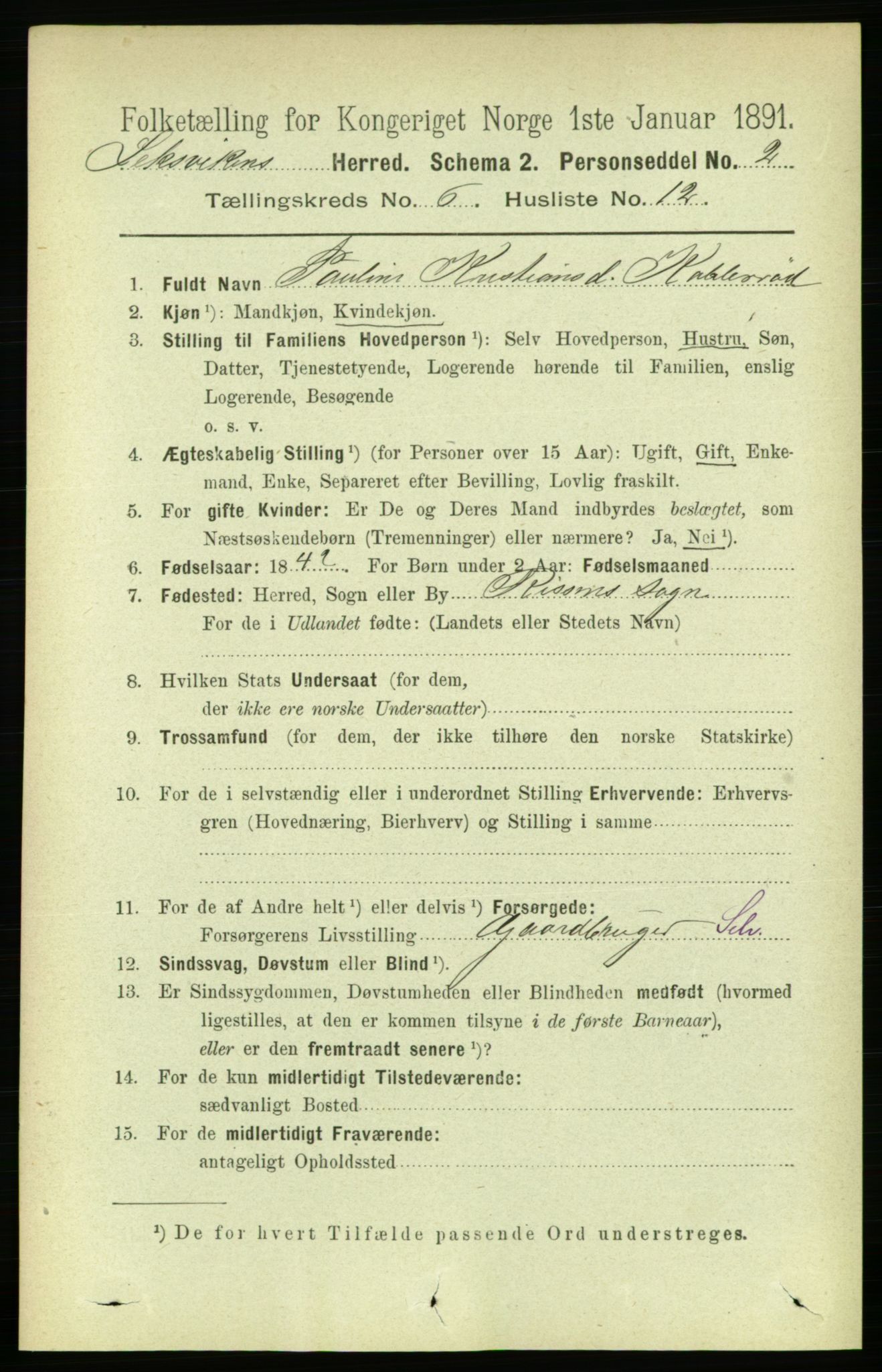 RA, 1891 census for 1718 Leksvik, 1891, p. 3266