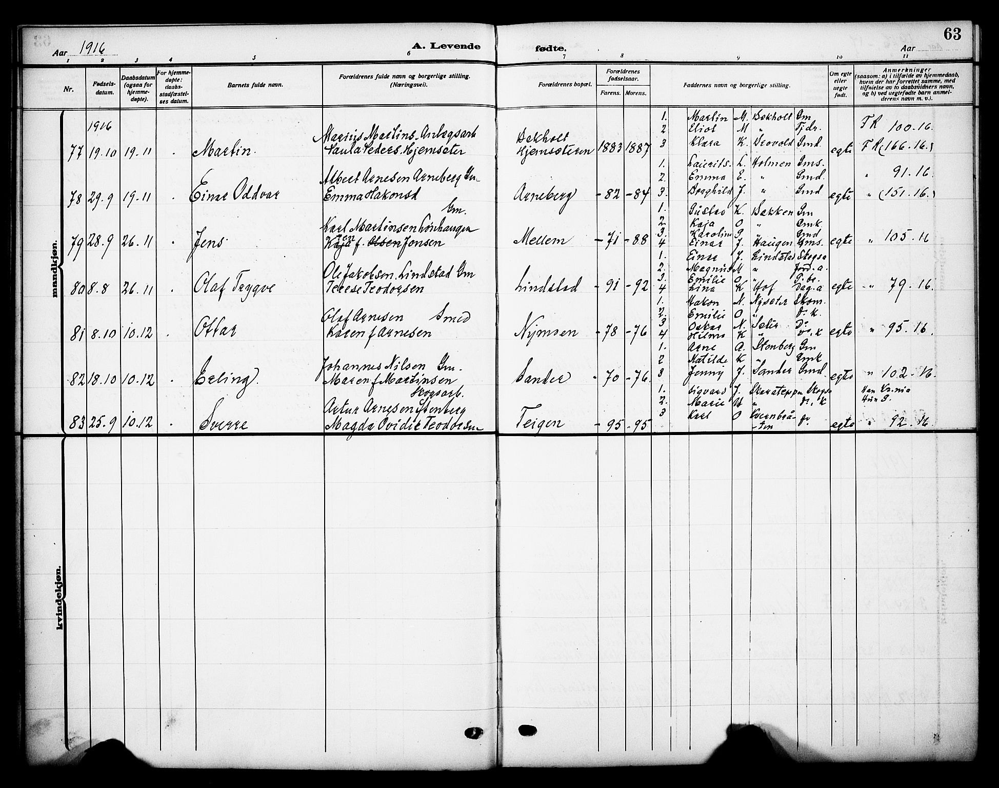 Grue prestekontor, AV/SAH-PREST-036/H/Ha/Haa/L0015: Parish register (official) no. 15, 1911-1922, p. 63