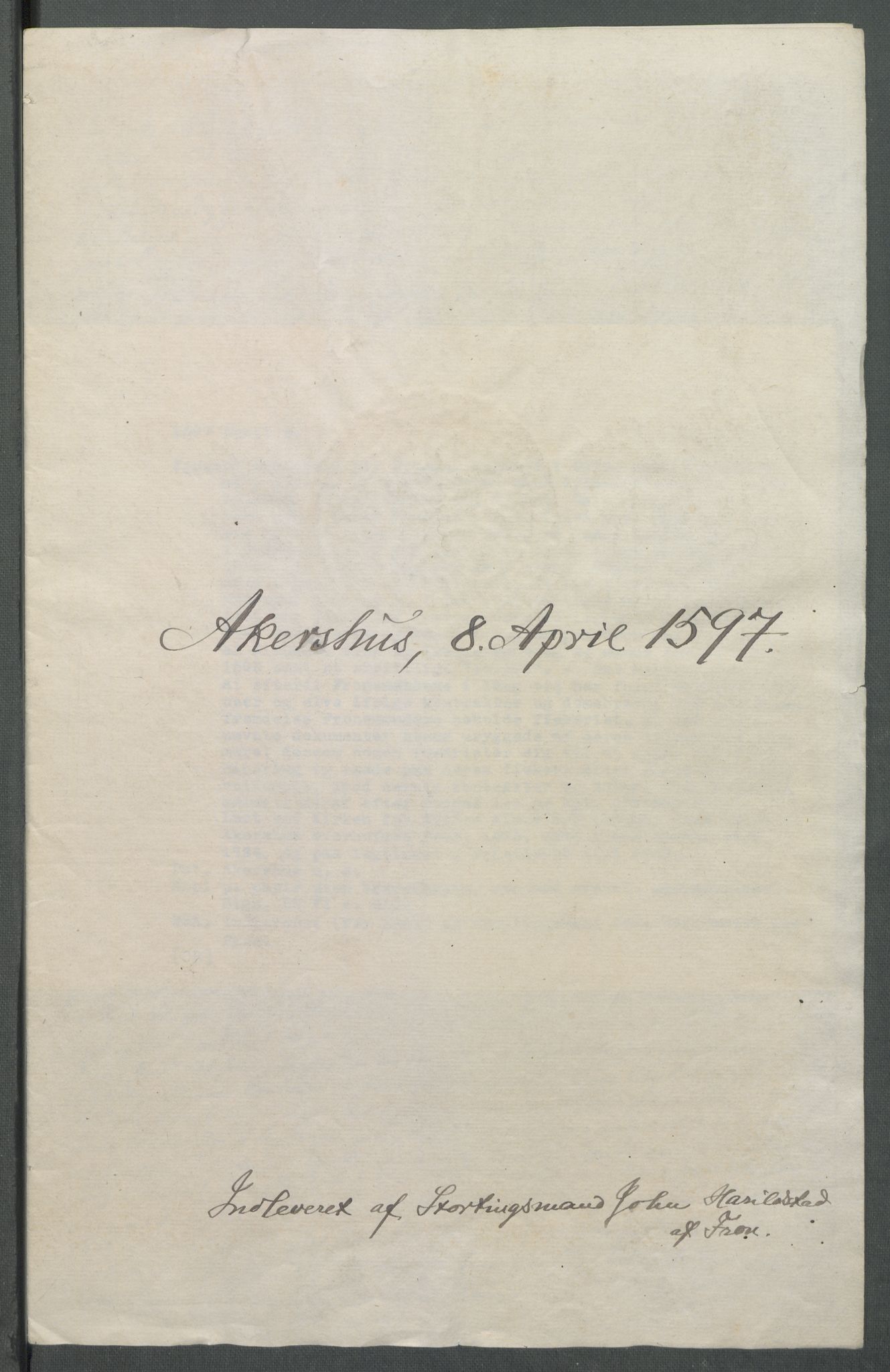 Riksarkivets diplomsamling, AV/RA-EA-5965/F02/L0103: Dokumenter, 1597, p. 19