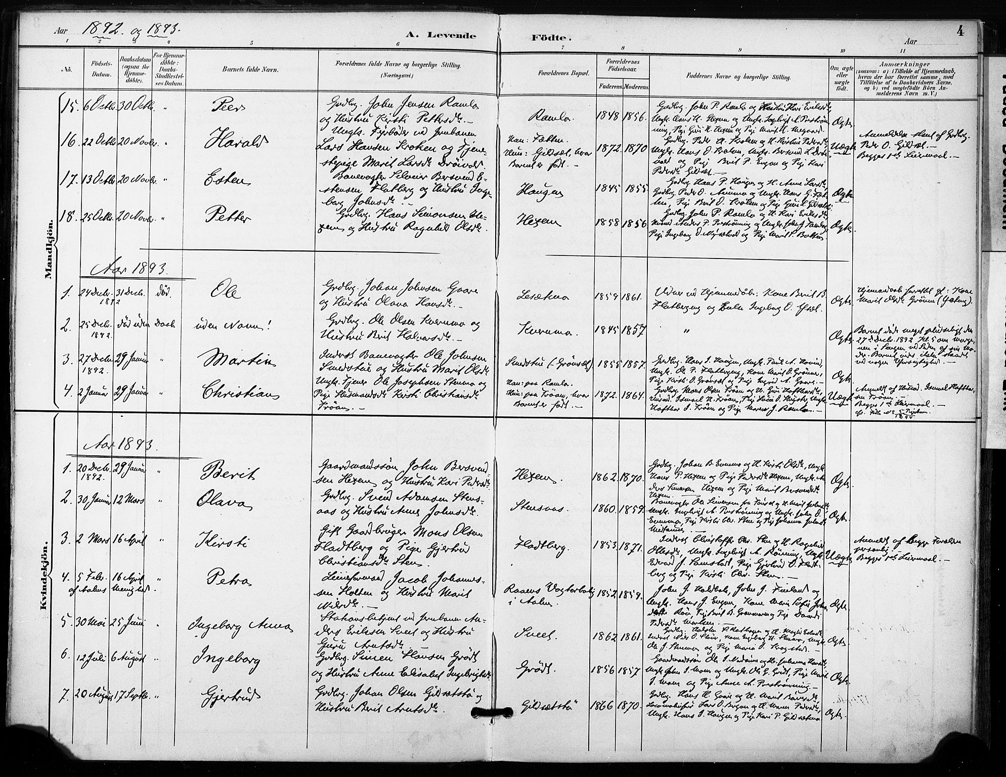 Ministerialprotokoller, klokkerbøker og fødselsregistre - Sør-Trøndelag, SAT/A-1456/685/L0973: Parish register (official) no. 685A10, 1891-1907, p. 4