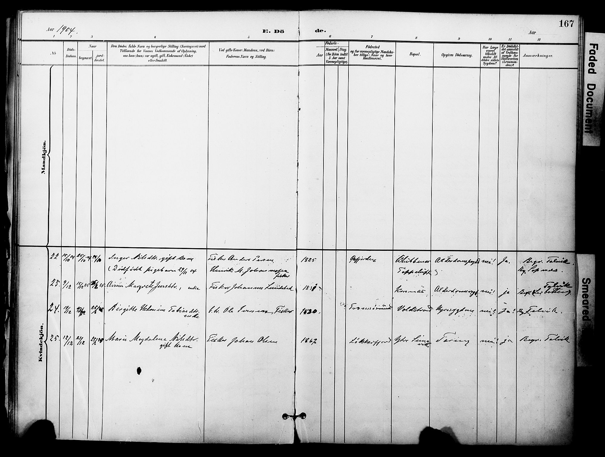 Talvik sokneprestkontor, AV/SATØ-S-1337/H/Ha/L0014kirke: Parish register (official) no. 14, 1897-1905, p. 167