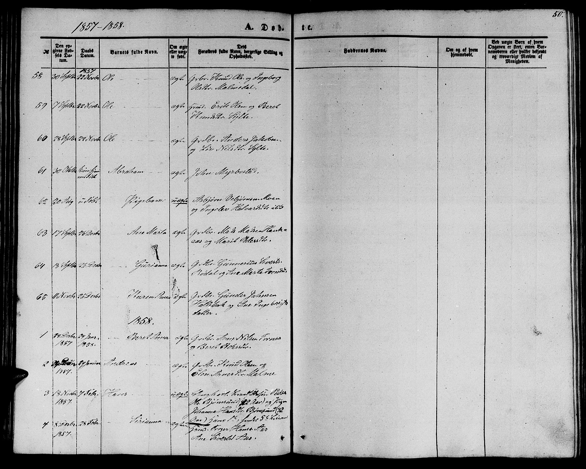 Ministerialprotokoller, klokkerbøker og fødselsregistre - Møre og Romsdal, SAT/A-1454/565/L0753: Parish register (copy) no. 565C02, 1845-1870, p. 50