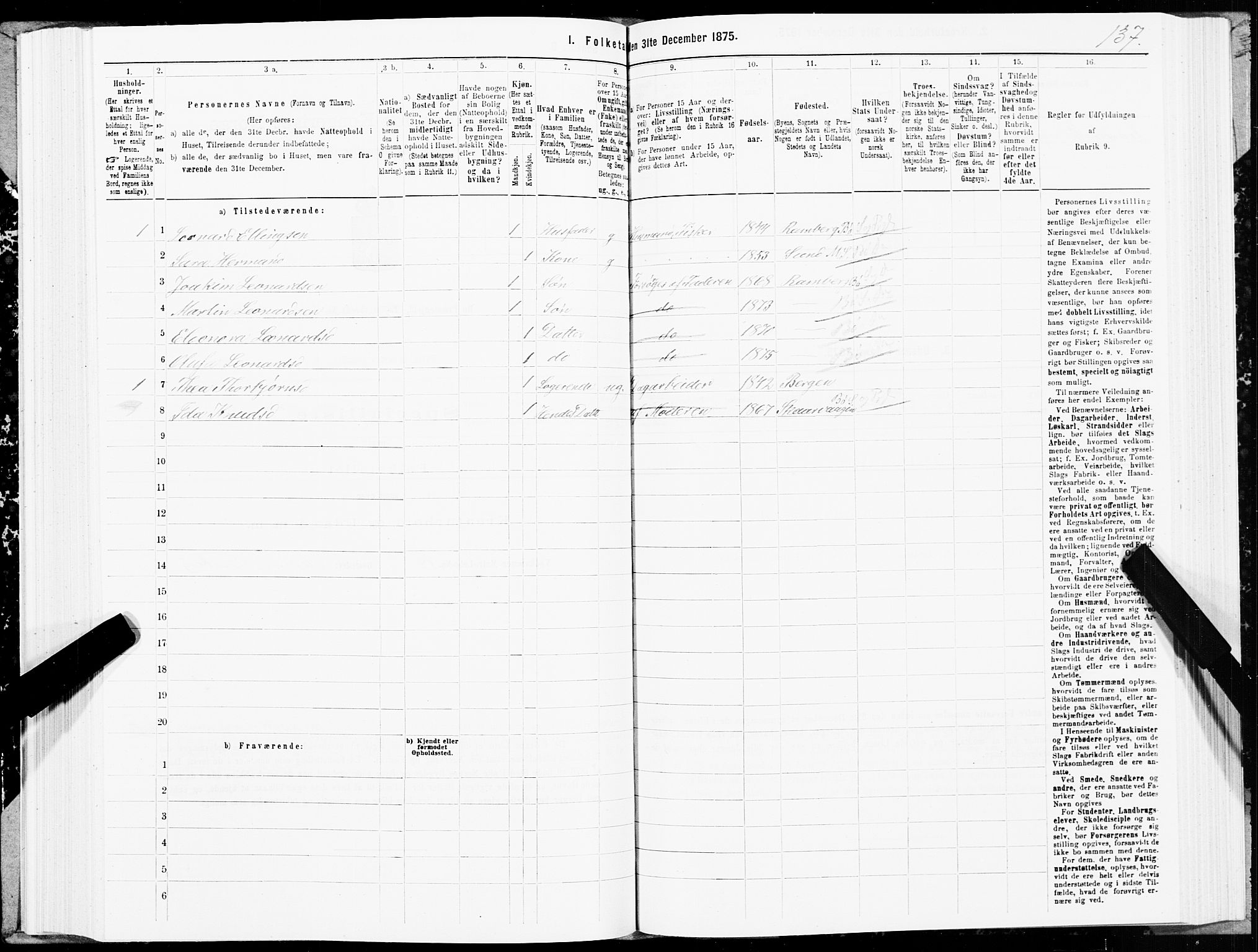 SAT, 1875 census for 1867P Bø, 1875, p. 1137