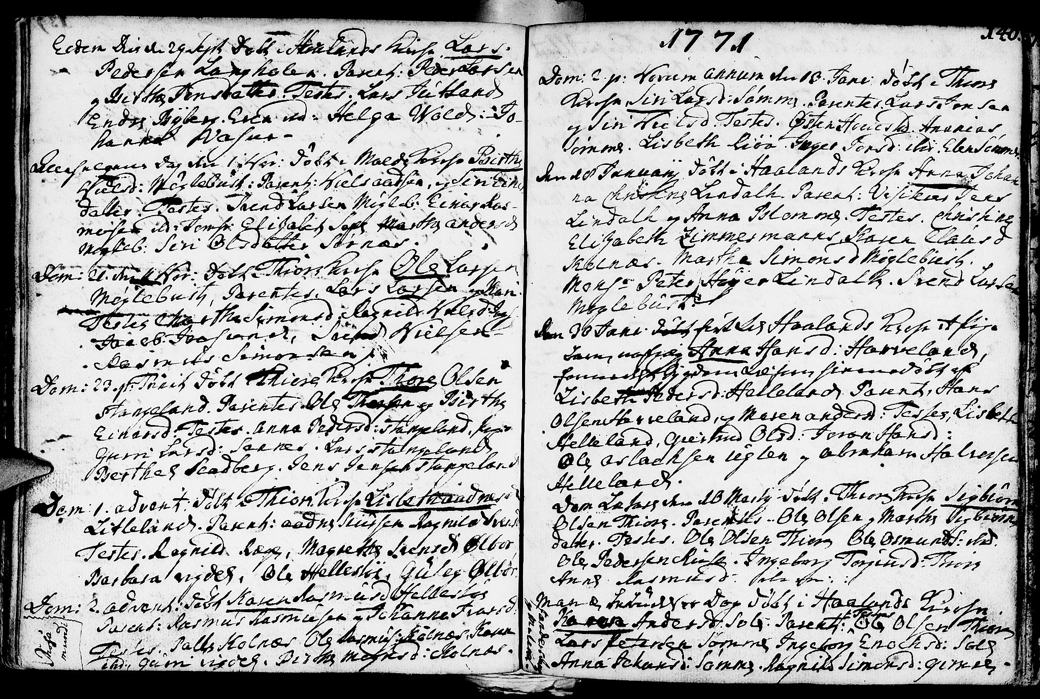 Håland sokneprestkontor, SAST/A-101802/001/30BA/L0002: Parish register (official) no. A 2, 1722-1794, p. 140