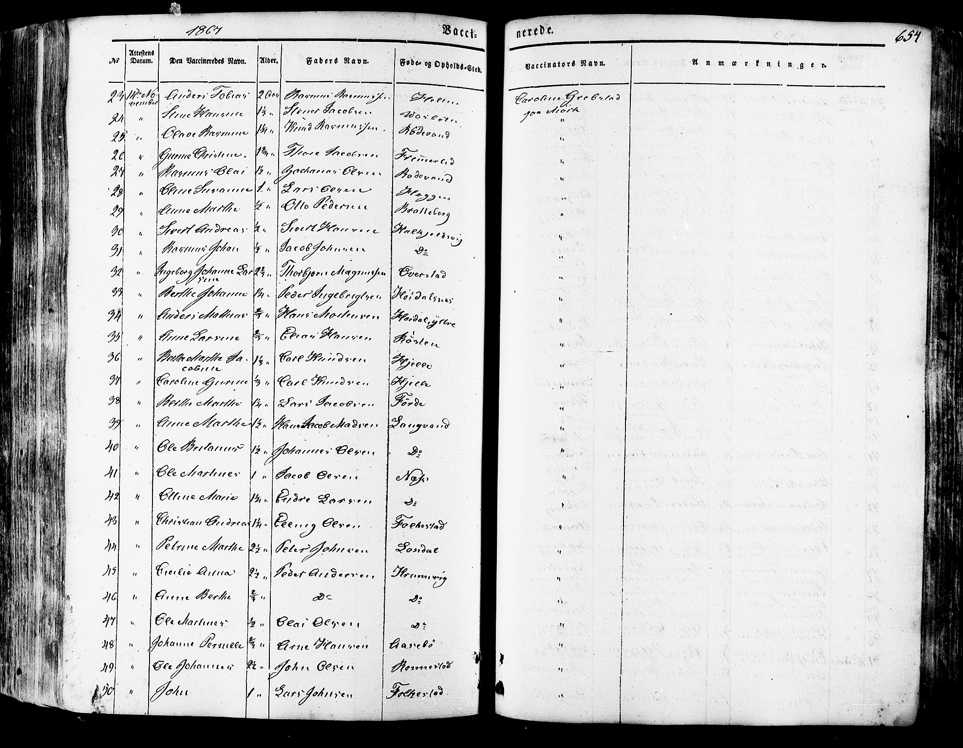Ministerialprotokoller, klokkerbøker og fødselsregistre - Møre og Romsdal, SAT/A-1454/511/L0140: Parish register (official) no. 511A07, 1851-1878, p. 654