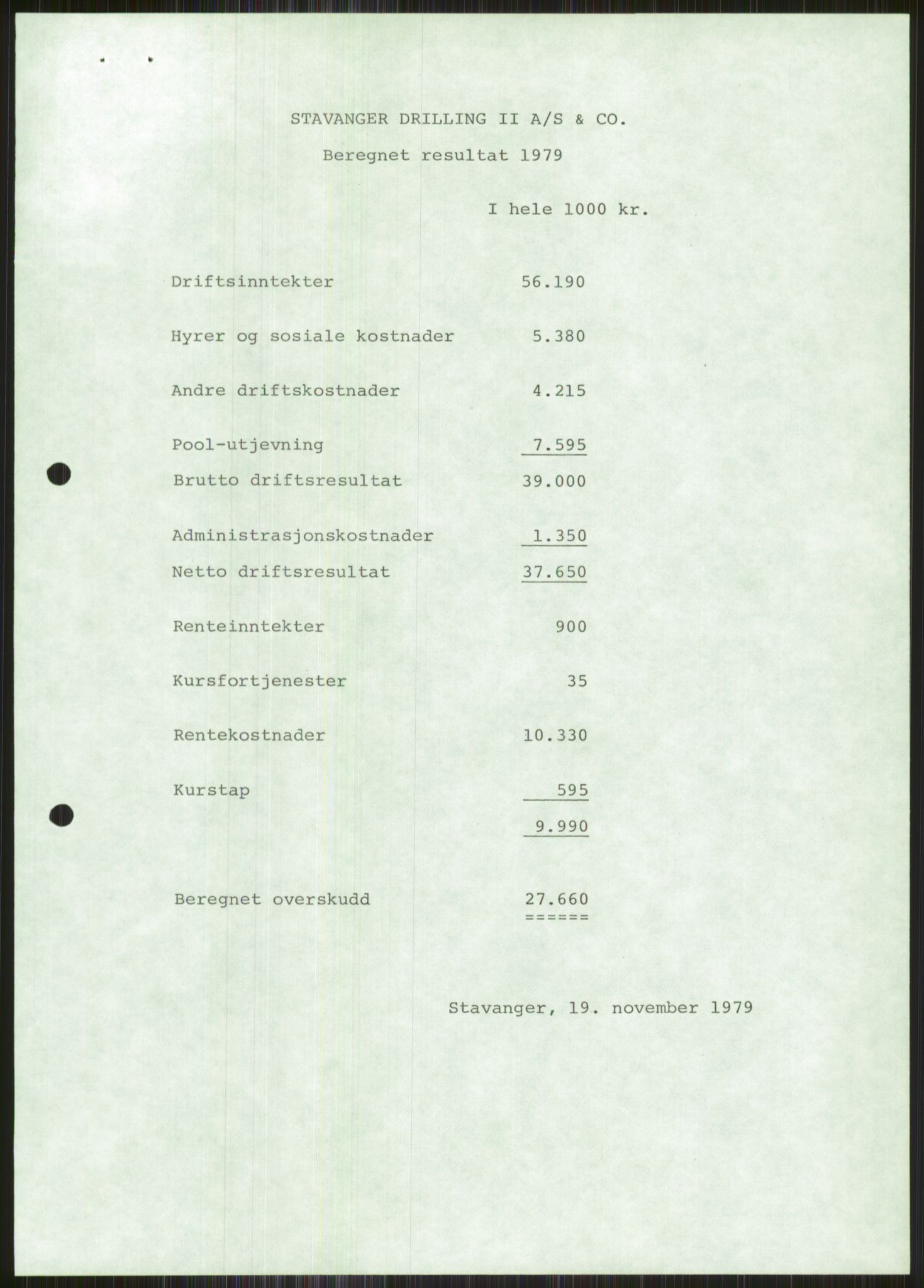 Pa 1503 - Stavanger Drilling AS, AV/SAST-A-101906/A/Ab/Abc/L0008: Styrekorrespondanse Stavanger Drilling II A/S, 1979-1980, p. 5