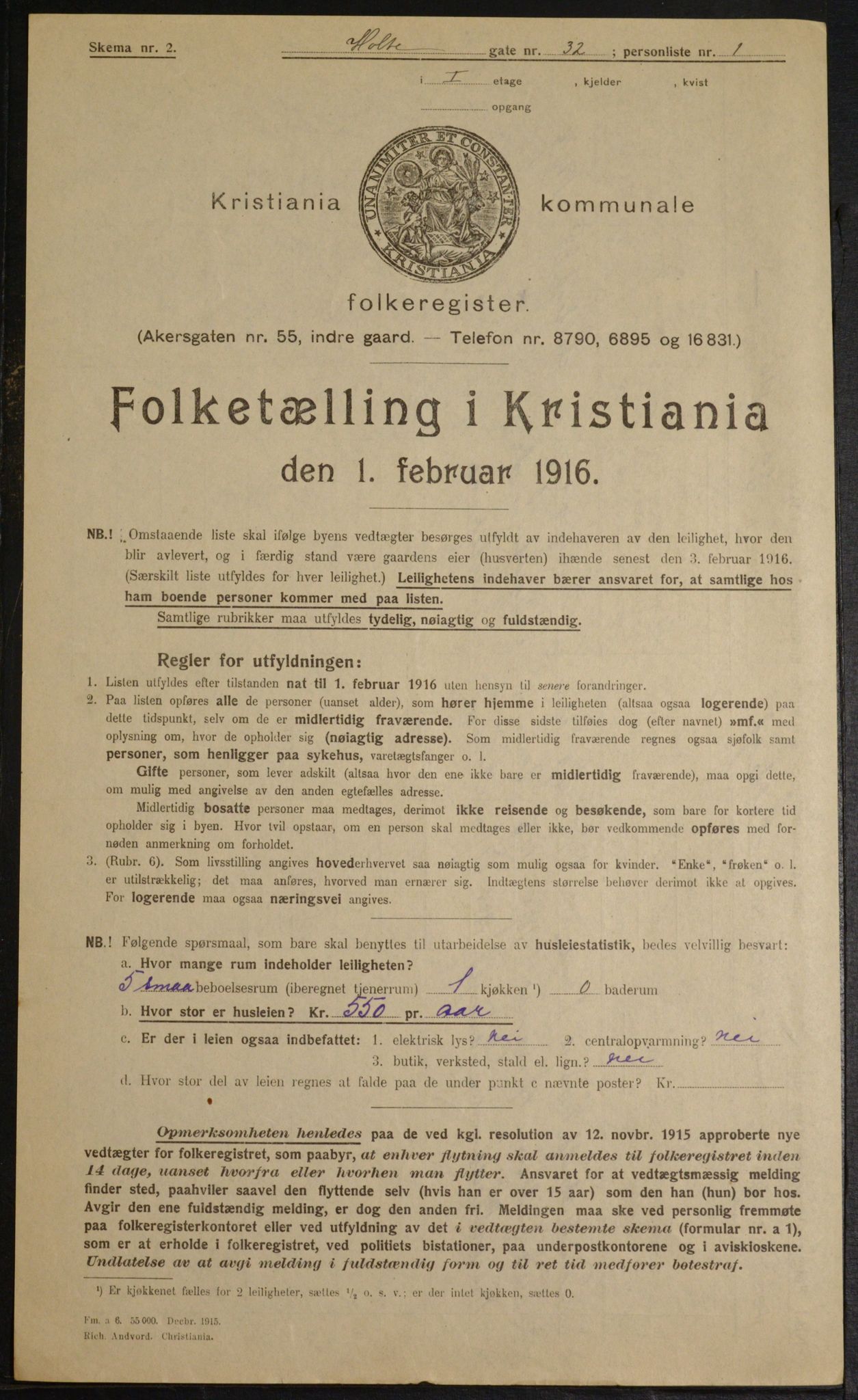 OBA, Municipal Census 1916 for Kristiania, 1916, p. 42036