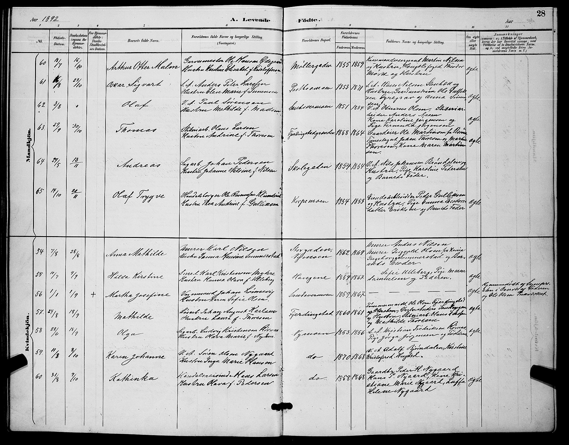 Kongsberg kirkebøker, AV/SAKO-A-22/G/Ga/L0006: Parish register (copy) no. 6, 1890-1901, p. 28