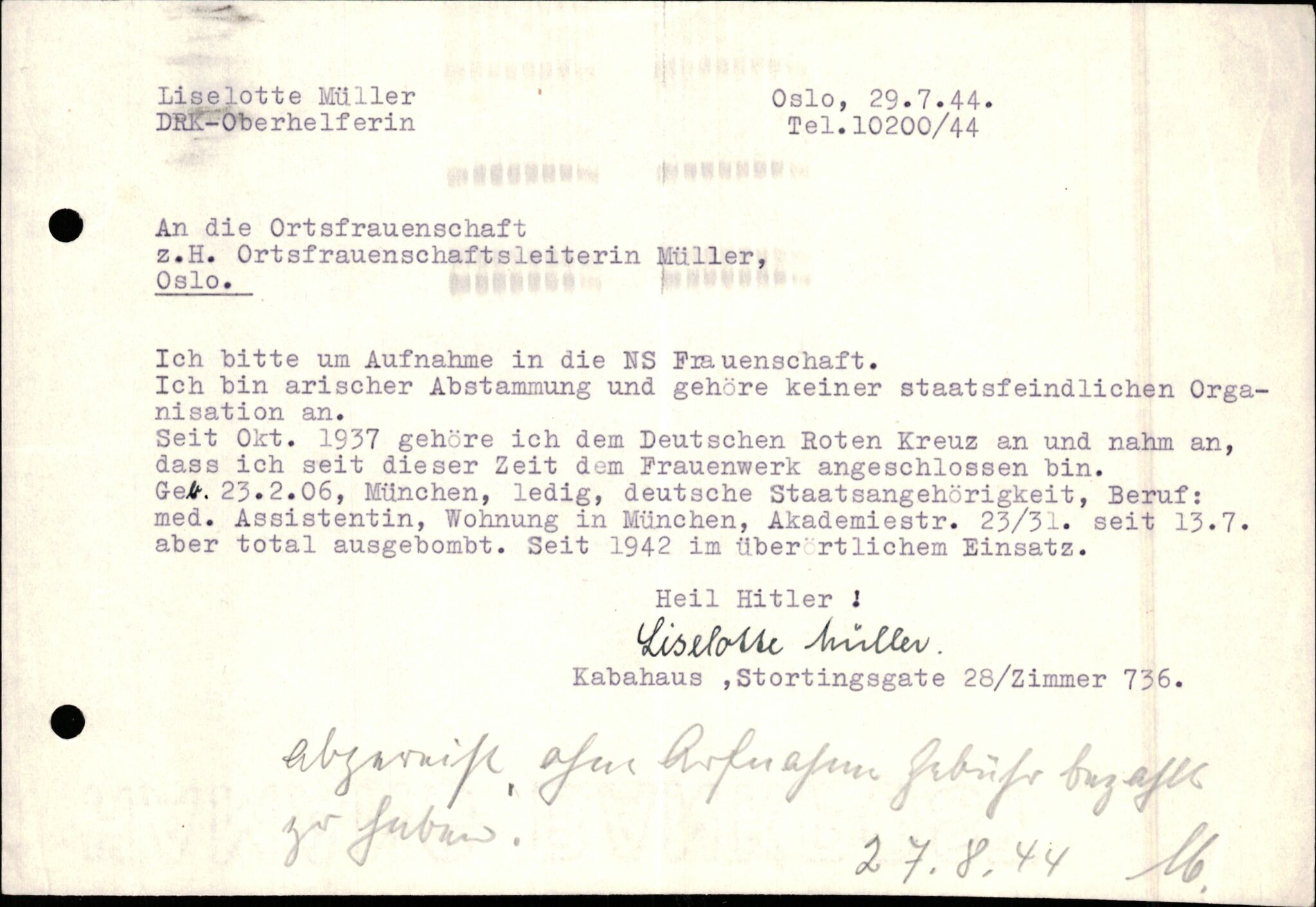 Forsvarets Overkommando. 2 kontor. Arkiv 11.4. Spredte tyske arkivsaker, AV/RA-RAFA-7031/D/Dar/Darb/L0015: Reichskommissariat - NSDAP in Norwegen, 1938-1945, p. 604