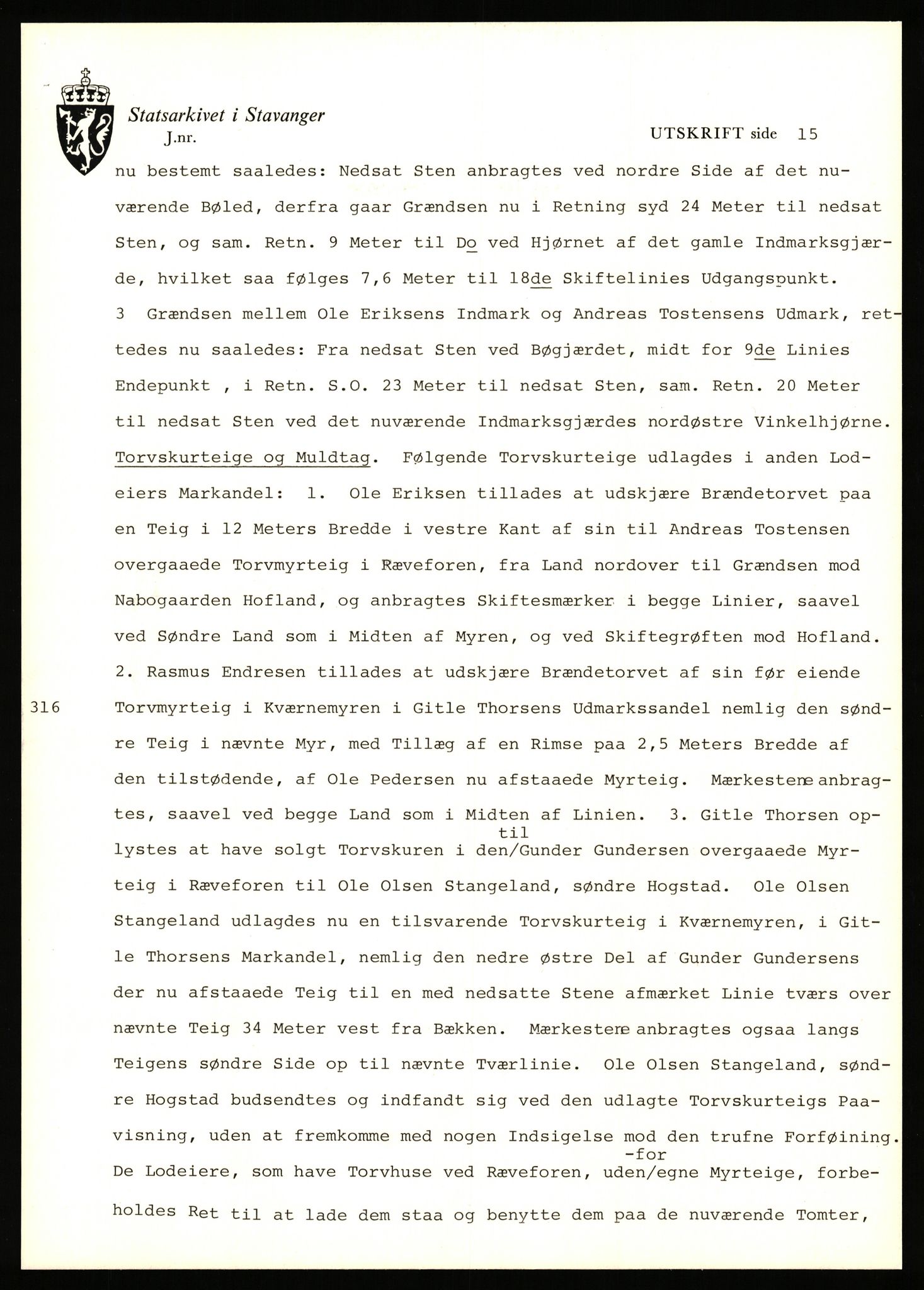 Statsarkivet i Stavanger, AV/SAST-A-101971/03/Y/Yj/L0038: Avskrifter sortert etter gårdsnavn: Hodne - Holte, 1750-1930, p. 227