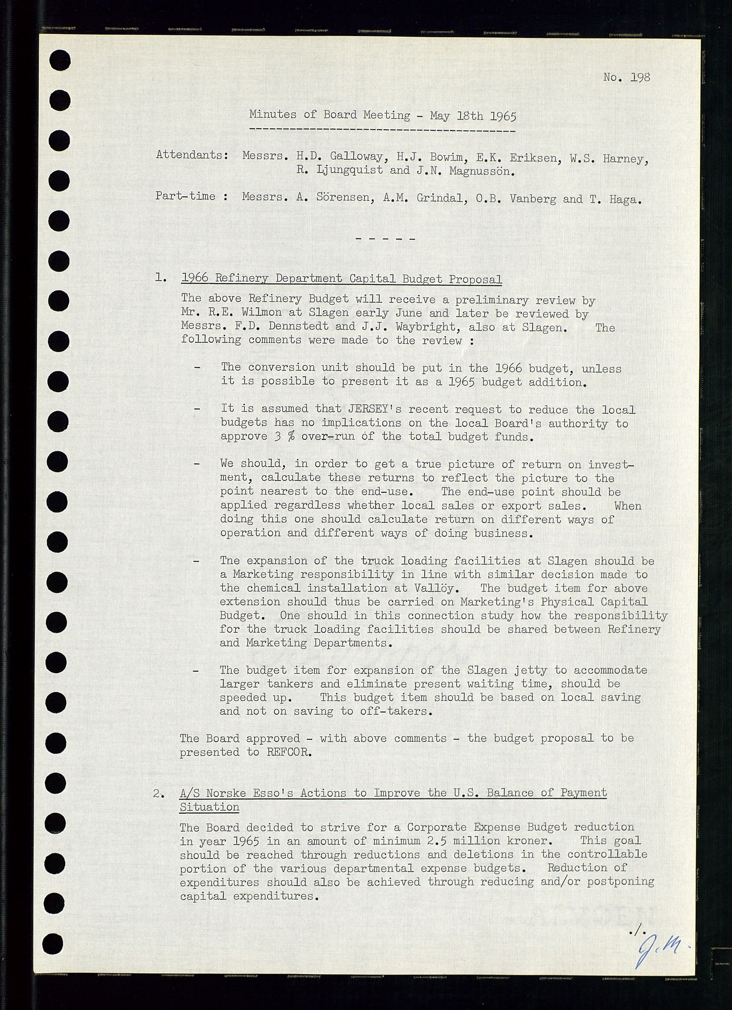 Pa 0982 - Esso Norge A/S, AV/SAST-A-100448/A/Aa/L0002/0001: Den administrerende direksjon Board minutes (styrereferater) / Den administrerende direksjon Board minutes (styrereferater), 1965, p. 108