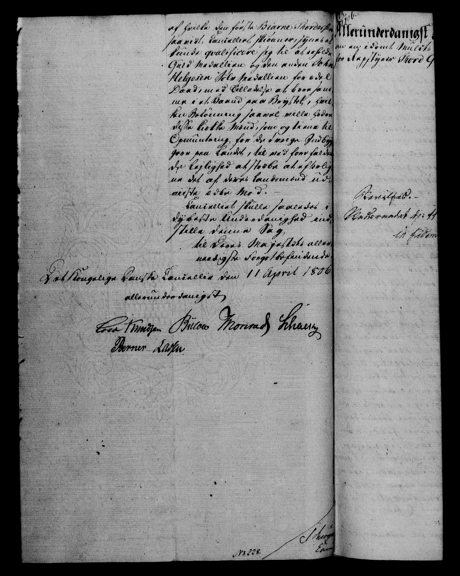 Danske Kanselli 1800-1814, AV/RA-EA-3024/H/Hf/Hfa/Hfab/L0007: Forestillinger, 1806