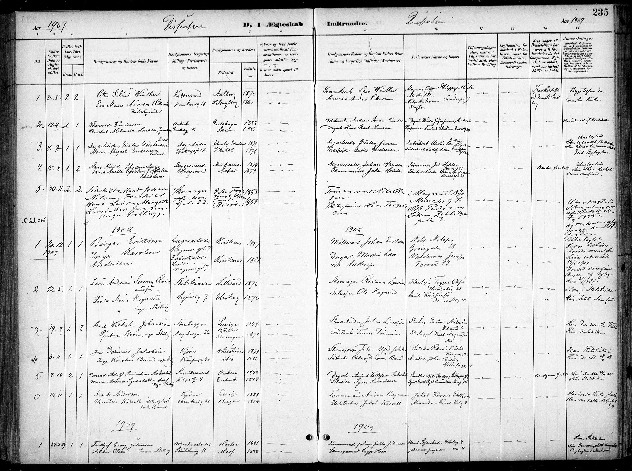 Kampen prestekontor Kirkebøker, SAO/A-10853/F/Fa/L0009: Parish register (official) no. I 9, 1899-1911, p. 235