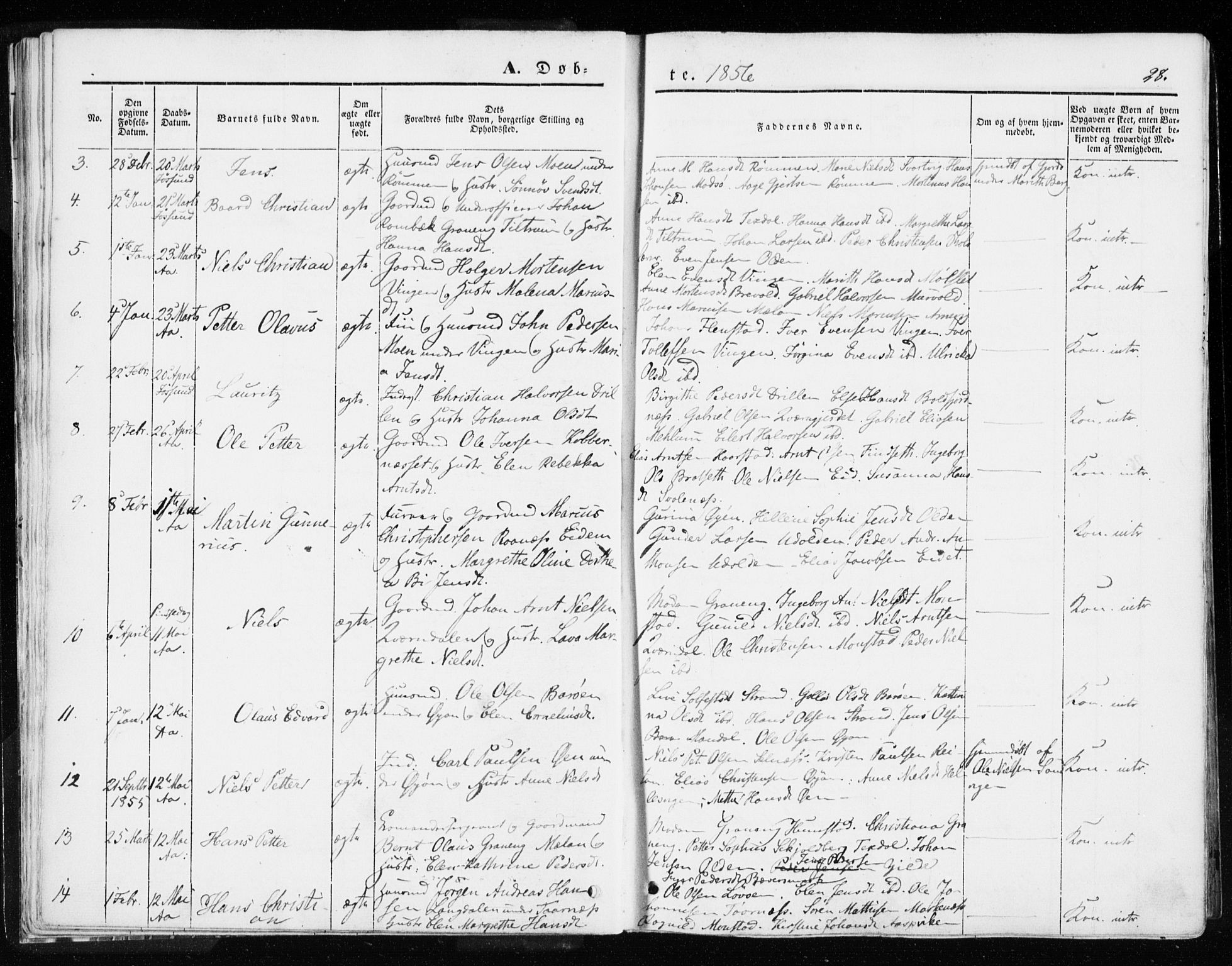 Ministerialprotokoller, klokkerbøker og fødselsregistre - Sør-Trøndelag, SAT/A-1456/655/L0677: Parish register (official) no. 655A06, 1847-1860, p. 28