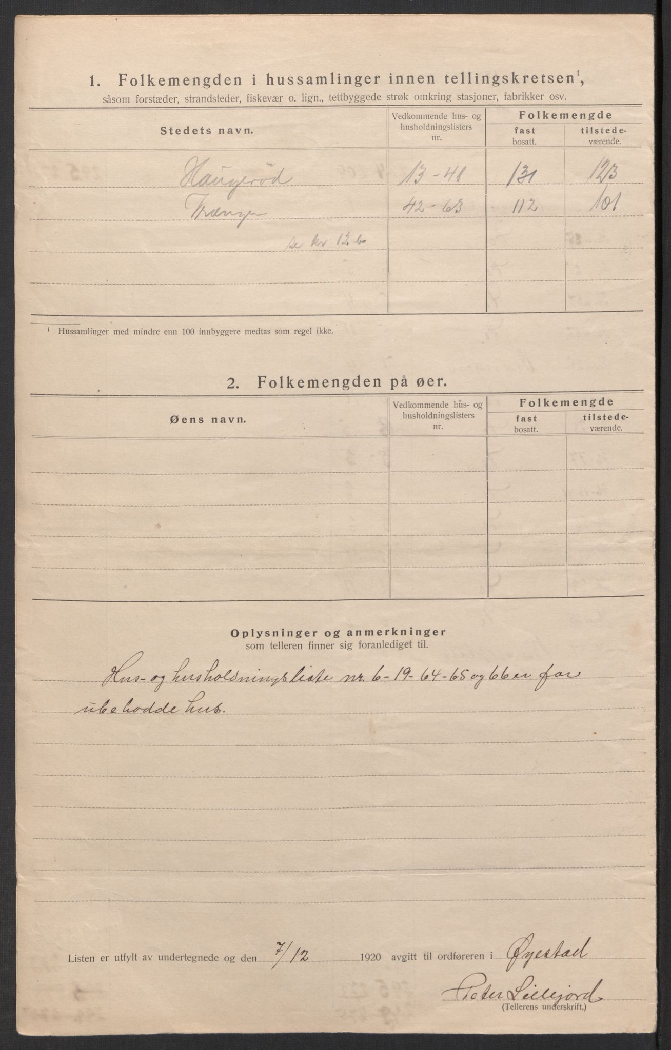 SAK, 1920 census for Øyestad, 1920, p. 38