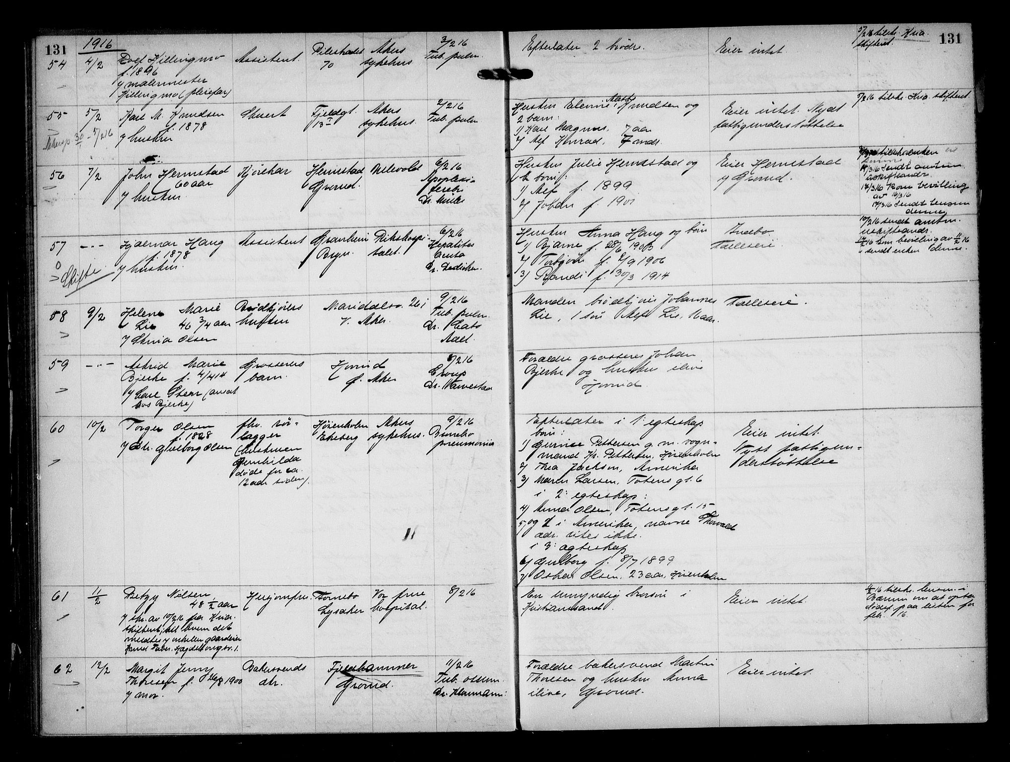 Aker kriminaldommer, skifte- og auksjonsforvalterembete, AV/SAO-A-10452/H/Hb/Hba/Hbaa/L0004: Dødsfallsprotokoll, 1914-1918, p. 131