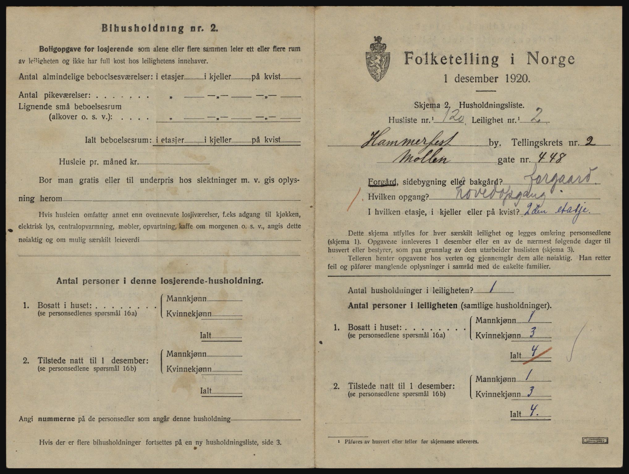 SATØ, 1920 census for Hammerfest, 1920, p. 2258