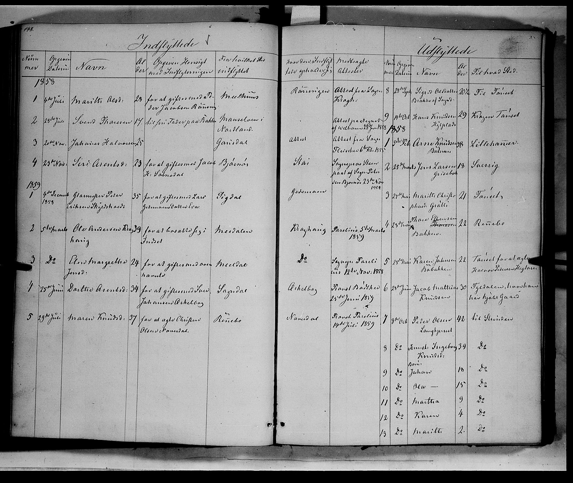 Kvikne prestekontor, AV/SAH-PREST-064/H/Ha/Haa/L0005: Parish register (official) no. 5, 1841-1862, p. 148