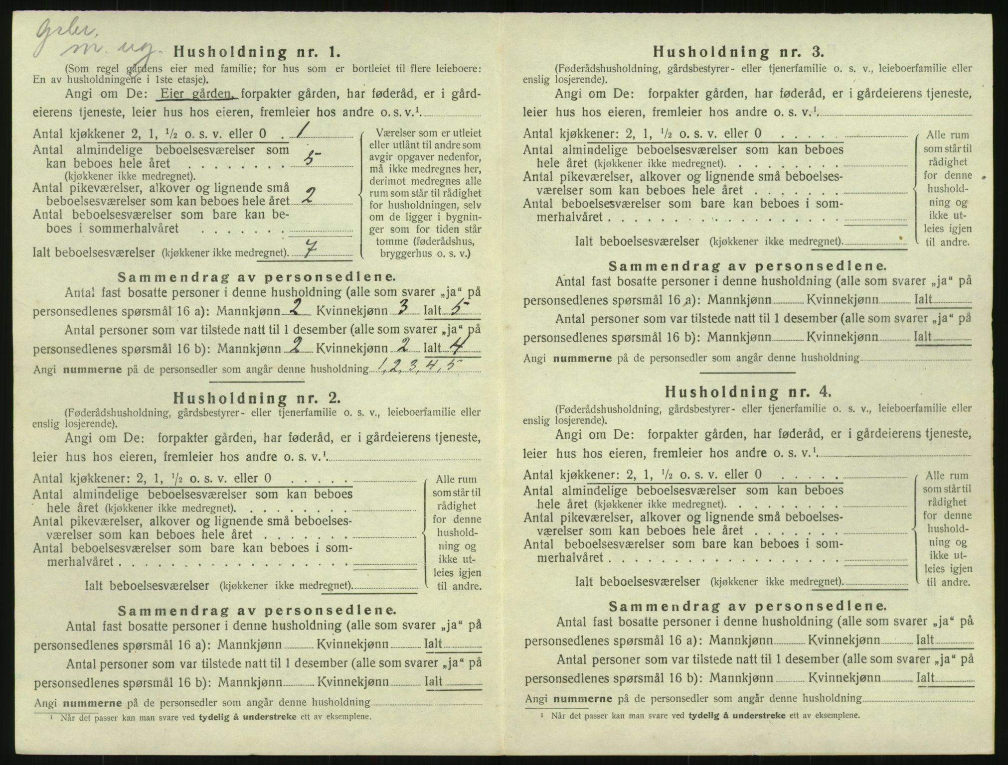 SAK, 1920 census for Herefoss, 1920, p. 161