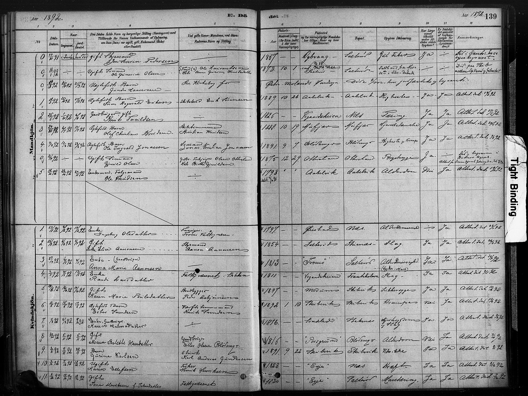 Austre Moland sokneprestkontor, SAK/1111-0001/F/Fa/Fab/L0001: Parish register (official) no. A 1, 1878-1898, p. 139
