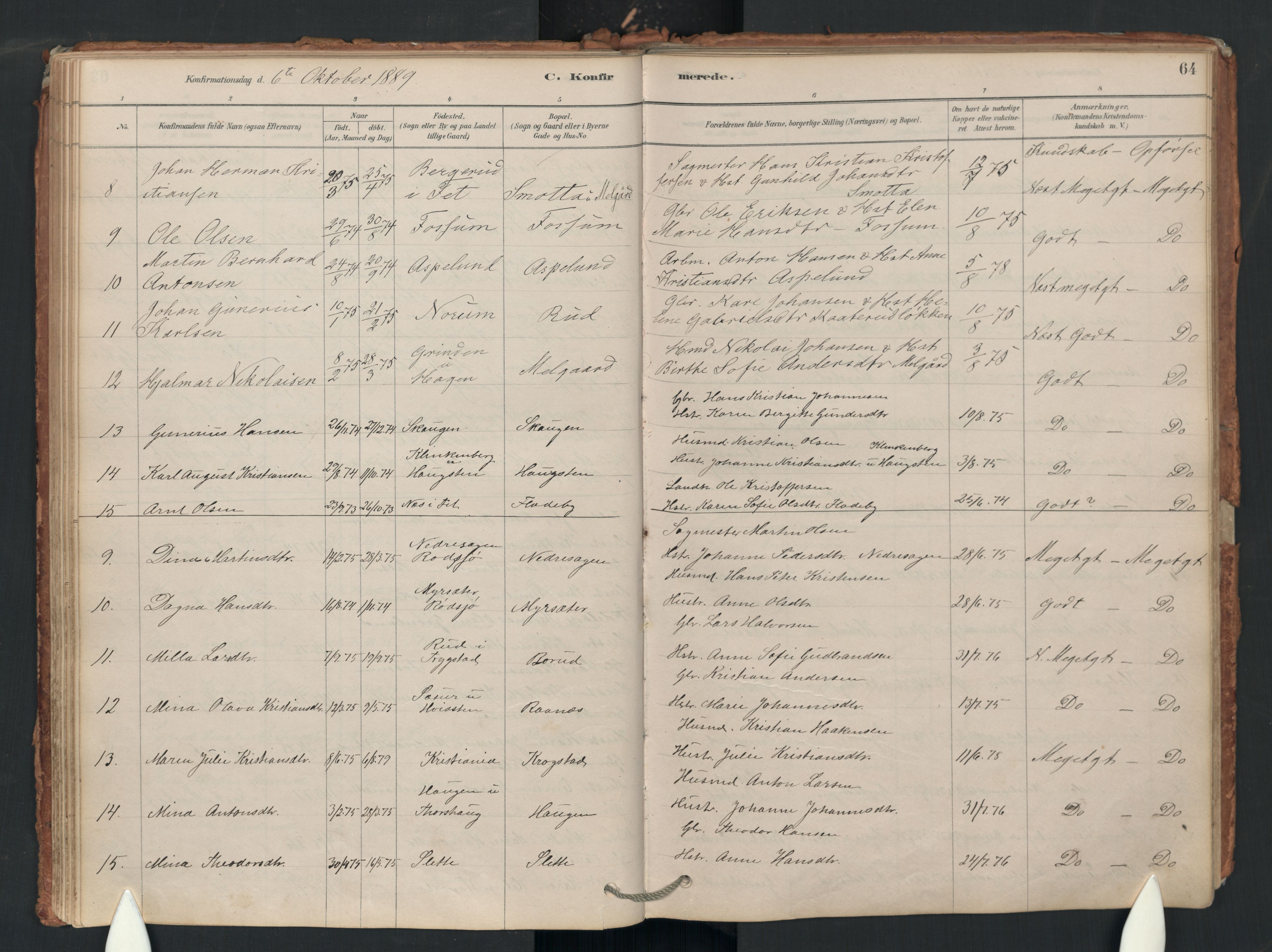 Enebakk prestekontor Kirkebøker, SAO/A-10171c/F/Fa/L0018: Parish register (official) no. I 18, 1877-1930, p. 64