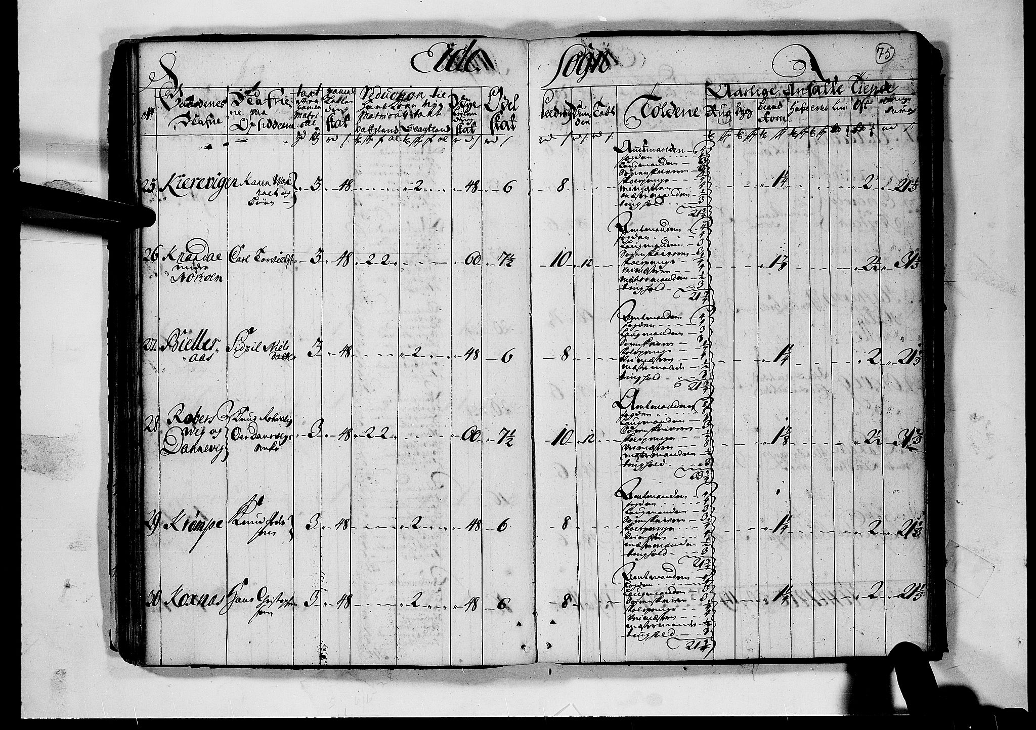 Rentekammeret inntil 1814, Realistisk ordnet avdeling, AV/RA-EA-4070/N/Nb/Nbf/L0124: Nedenes matrikkelprotokoll, 1723, p. 74b-75a