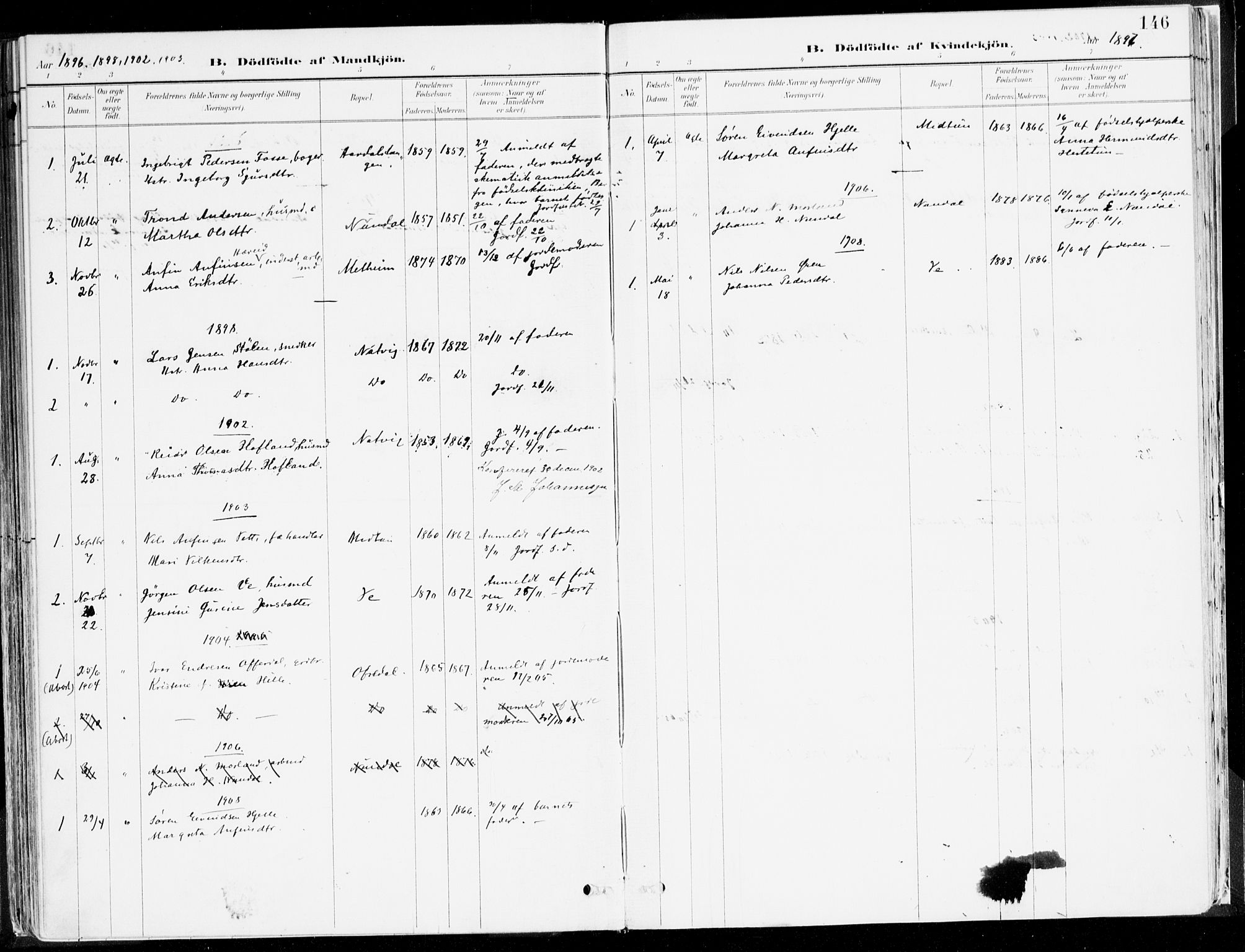 Årdal sokneprestembete, AV/SAB-A-81701: Parish register (official) no. A 5, 1887-1917, p. 146