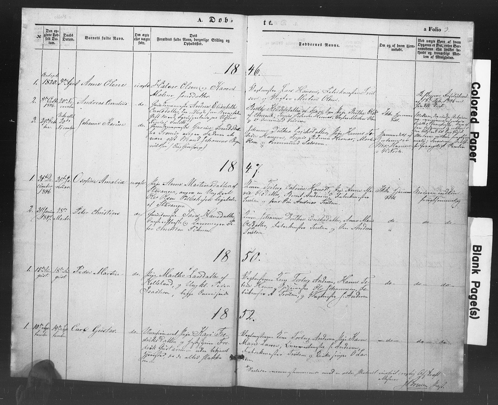 Kristiansand tukthus, SAK/1251-0009/I/Ih/L0001: Parish register (official) no. A 1, 1840-1875, p. 3
