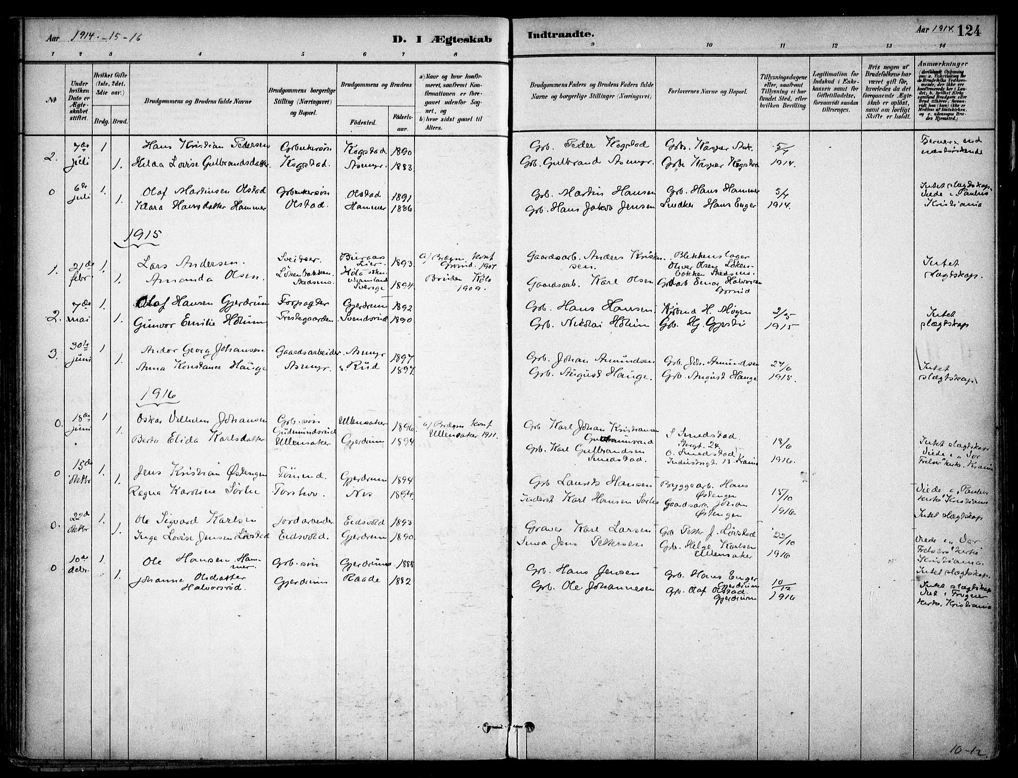 Gjerdrum prestekontor Kirkebøker, SAO/A-10412b/F/Fa/L0009: Parish register (official) no. I 9, 1881-1916, p. 124