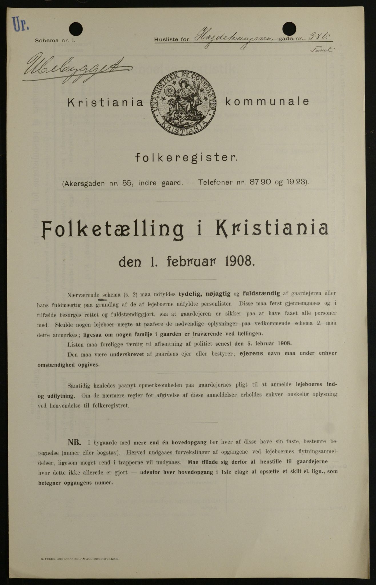 OBA, Municipal Census 1908 for Kristiania, 1908, p. 32902