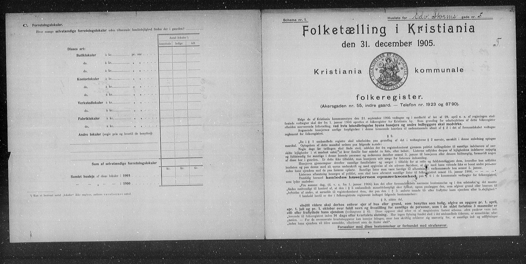OBA, Municipal Census 1905 for Kristiania, 1905, p. 9779